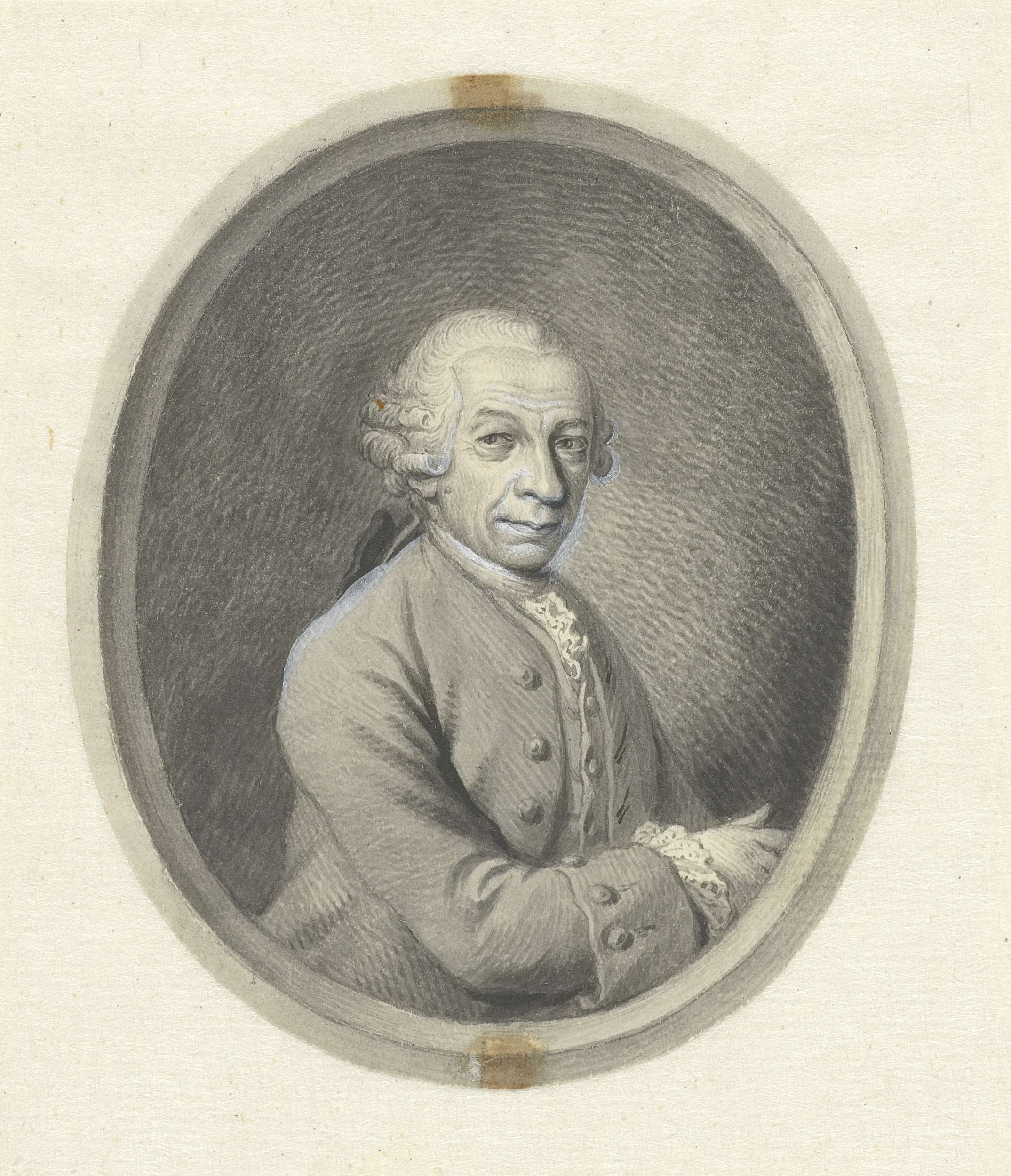 Omlijsting voor portret van Georg Friedrich Brander, by Johann Esaias Nilson, public domain