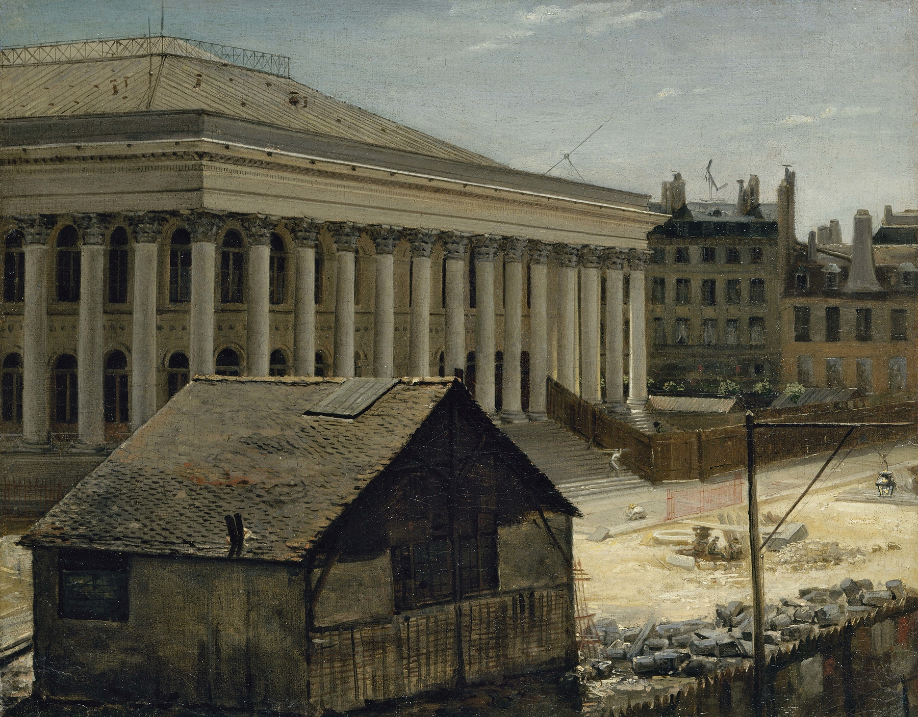 La Bourse en construction, by Etienne Bouhot, public domain