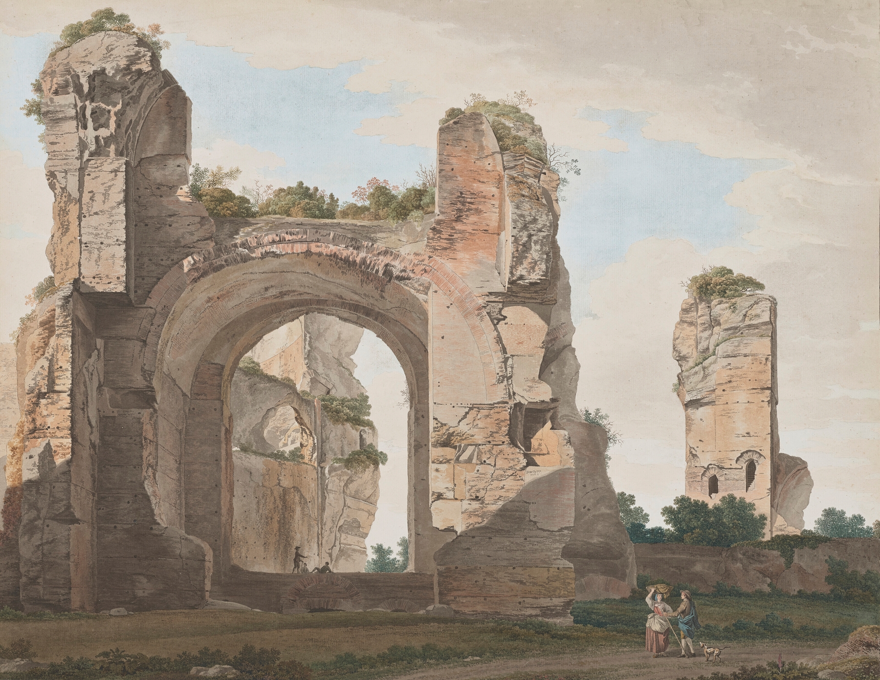 A view of the ruins of the Baths of Caracalla, by Giovanni Battista Lusieri, public domain