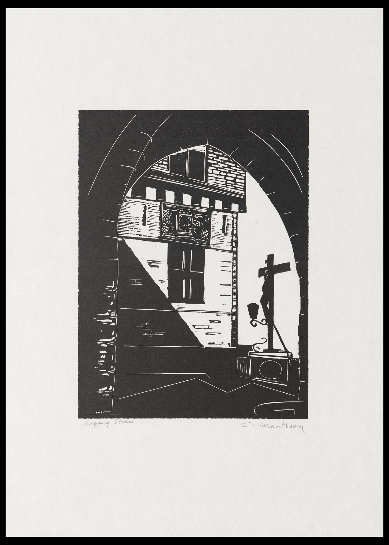 Abstract surrealism by C. Marstboom, exploring light and shadow in an unknown medium.
