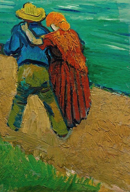 A couple in love in a vibrant Provençal landscape.