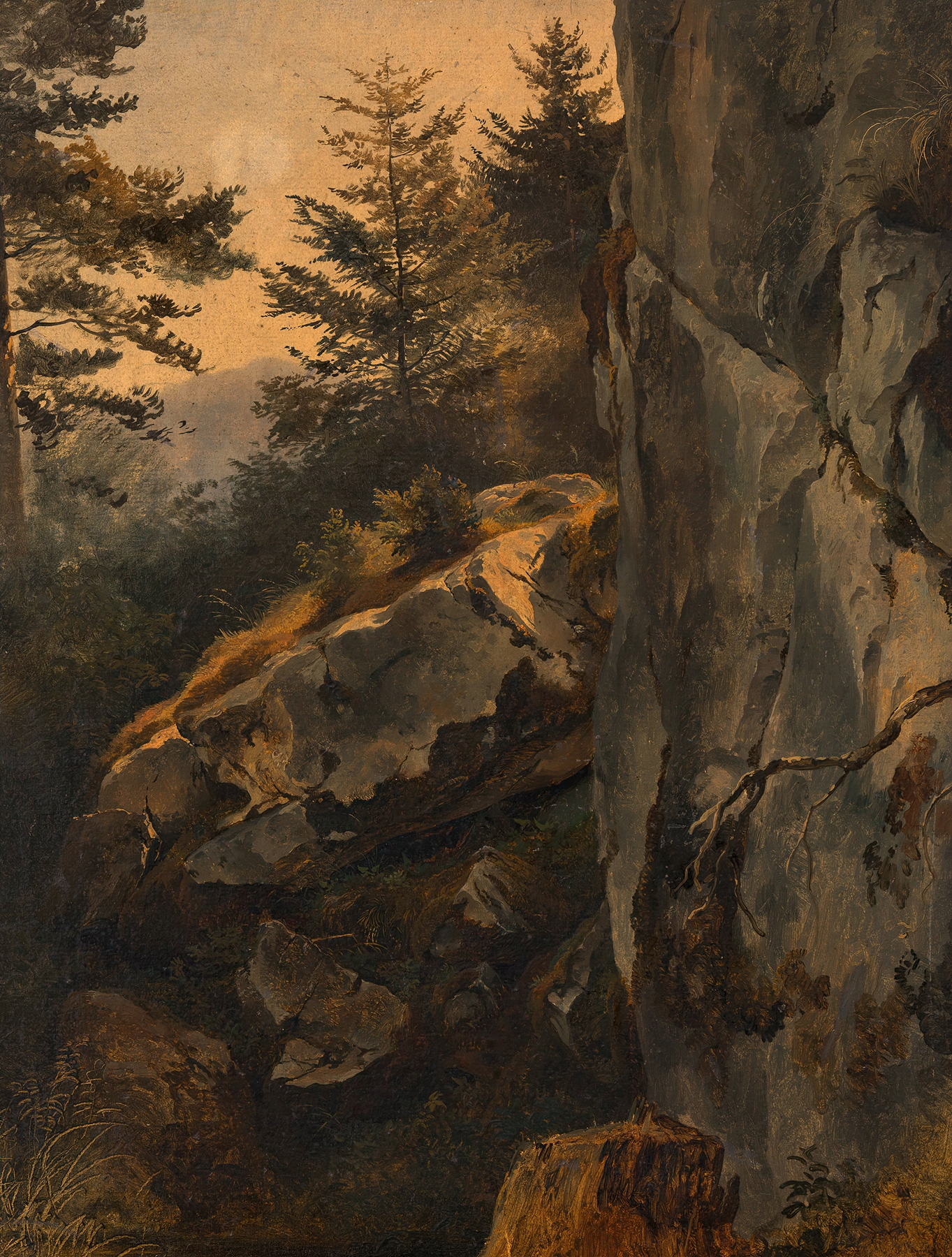 Landschaft mit Felswand (Dürre Wand), by Friedrich August Matthias Gauermann, public domain