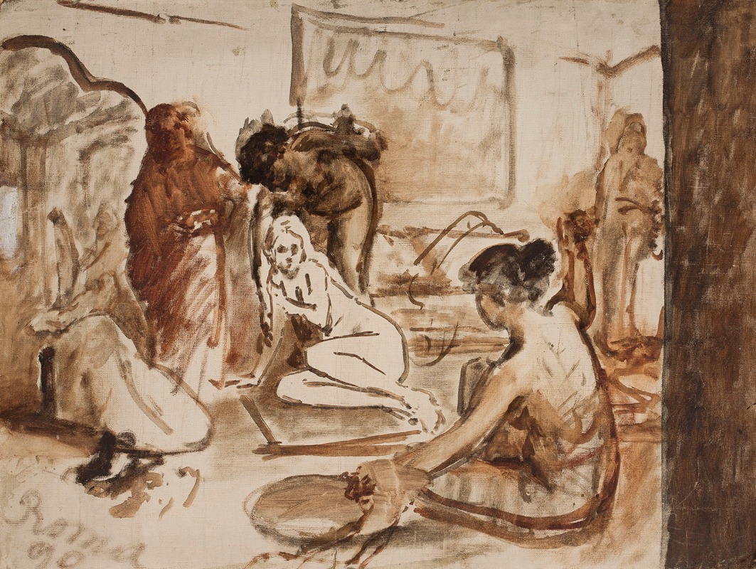 A sketch by Jan Ciągliński depicting a scene from Bakhchisaray.