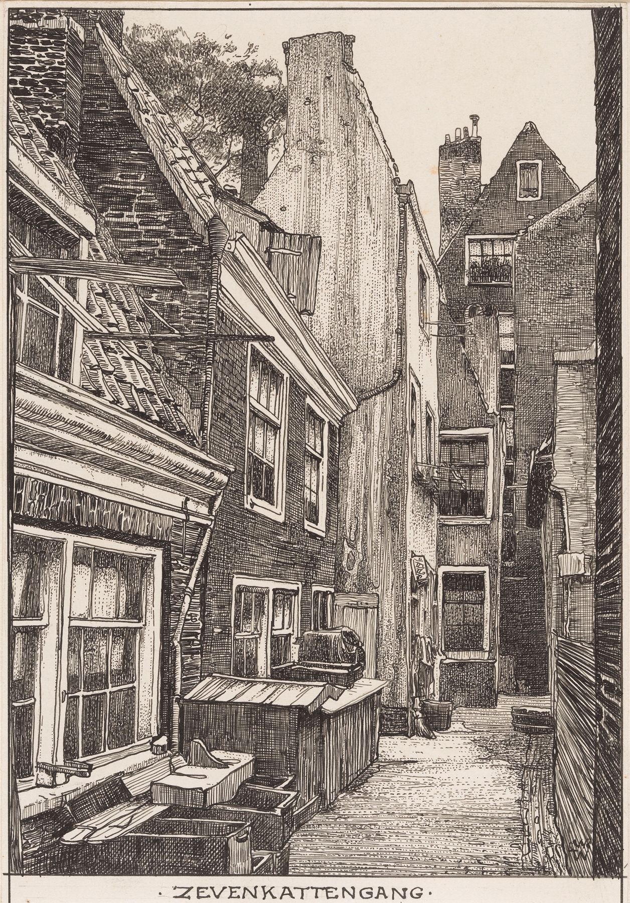 Zevenkattengang bij de Goudsbloemgracht (thans Willemstraat) te Amsterdam, by Willem Wenckebach, public domain