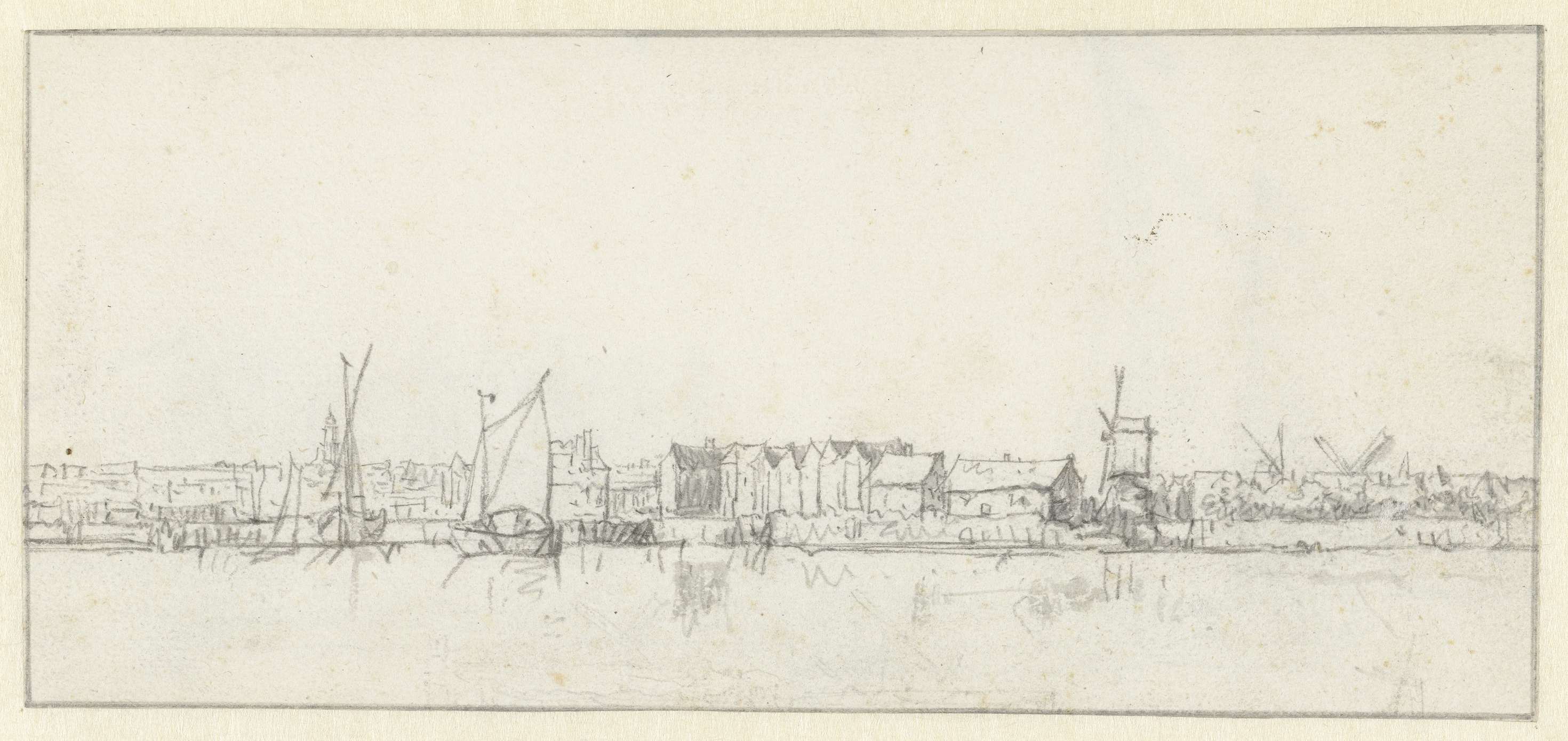 Gezicht op een stad aan het water, by Aelbert Cuyp, public domain