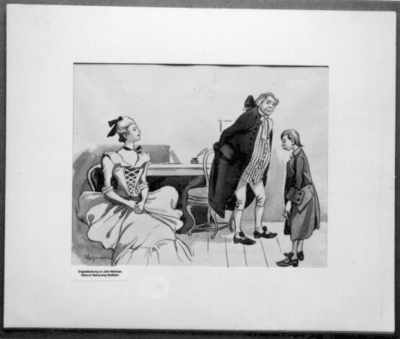 Tuschlavering by John Nehrman showing three figures in an interior