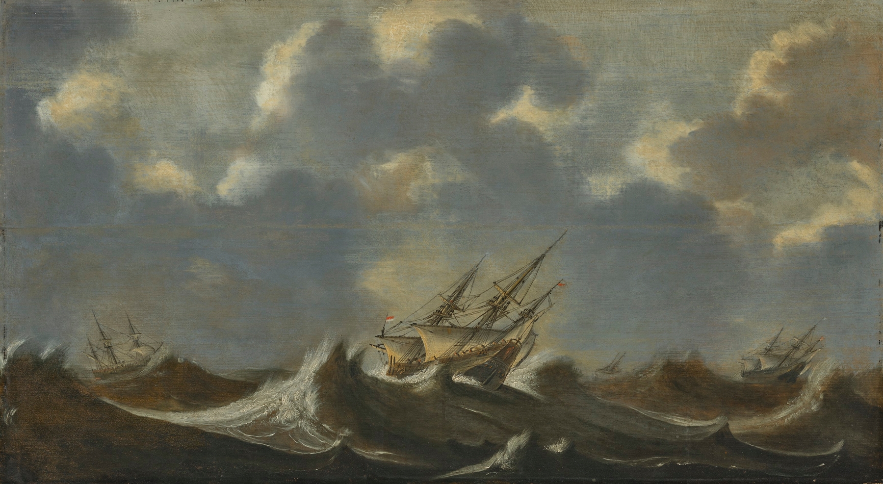 Ships in a storm, by Jan Porcellis, public domain