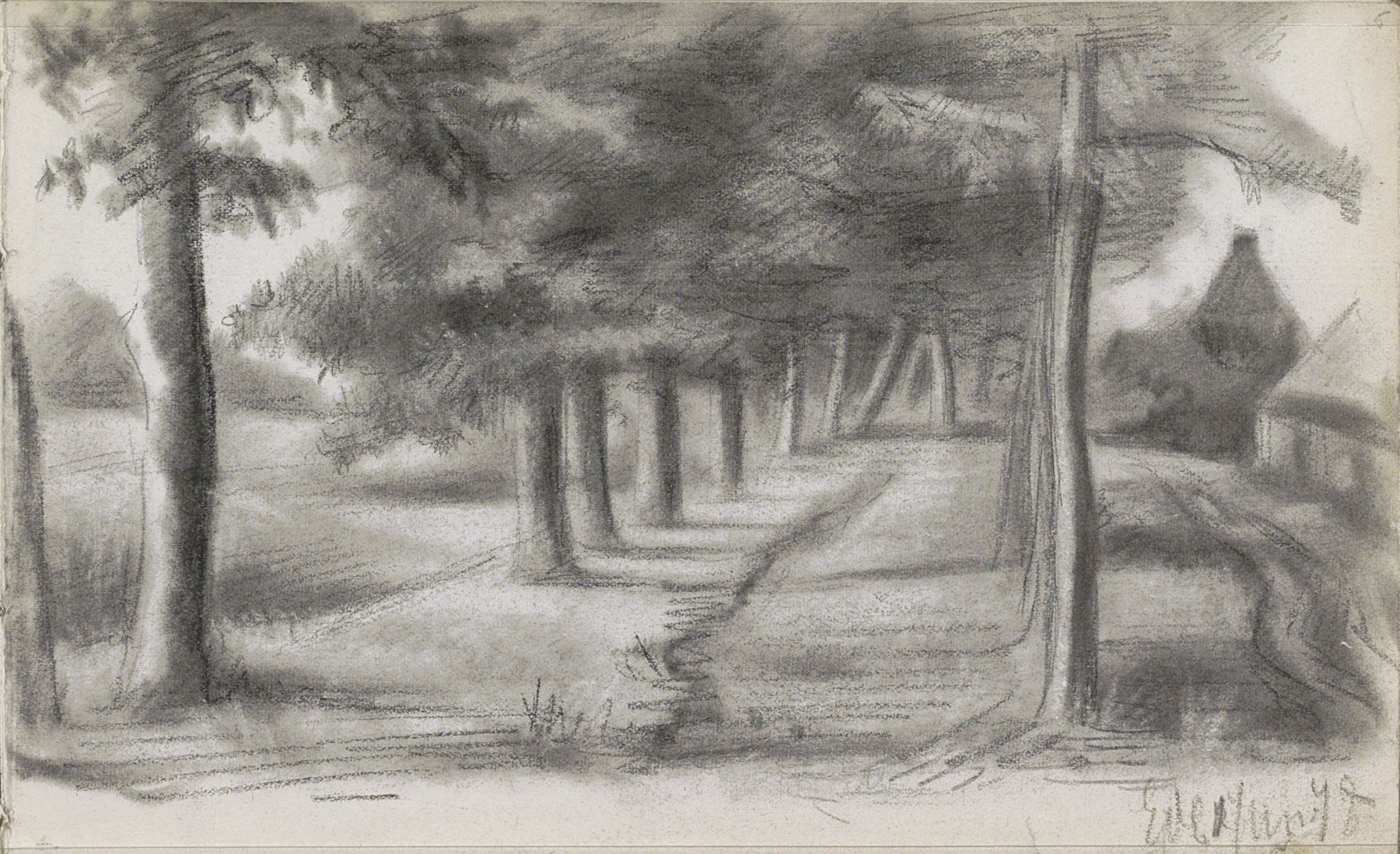 Gezicht op een laan in Ede, by Willem Witsen, public domain
