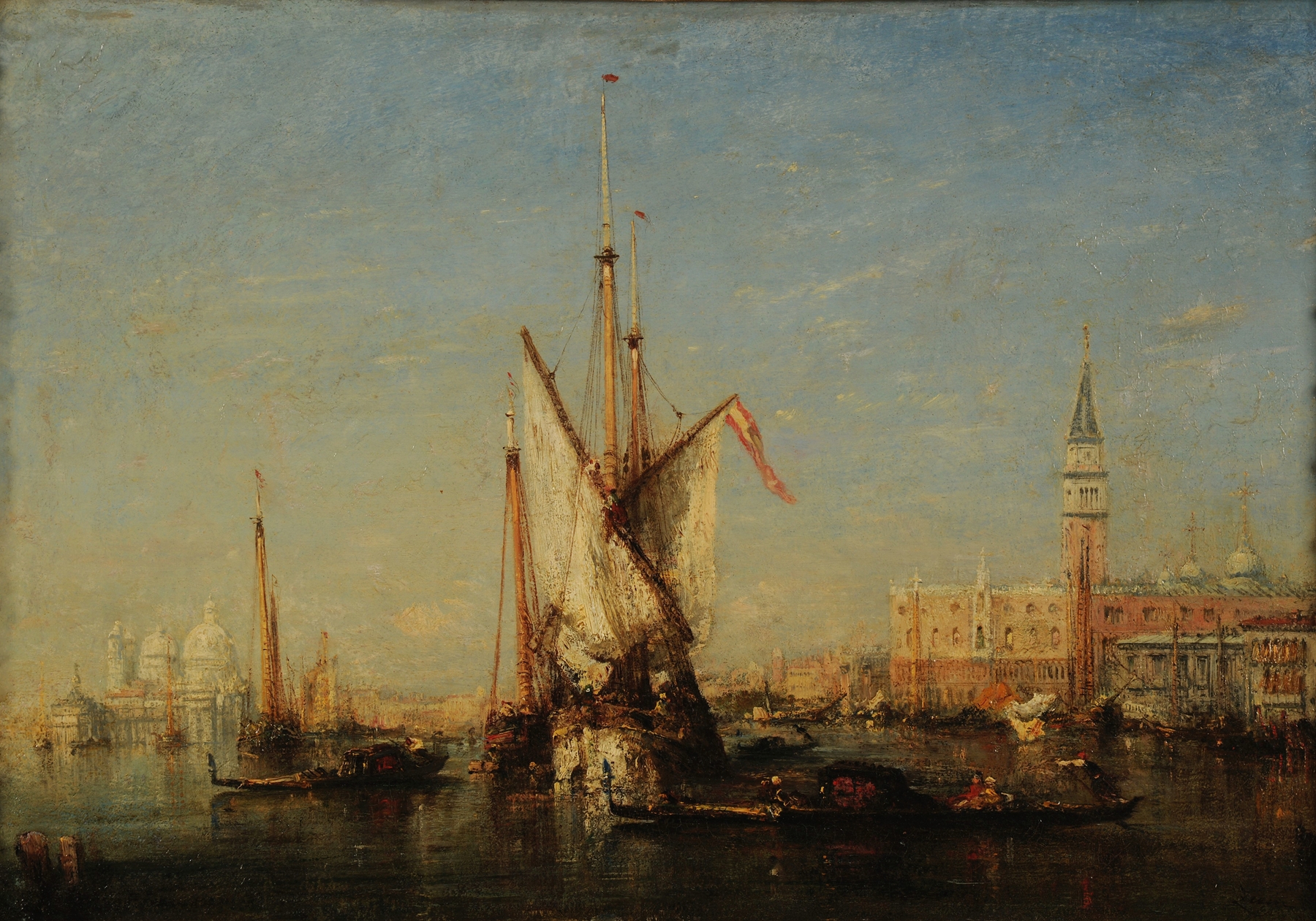 Marine scene depicting twilight in Venice with San Giorgio, oil painting by Félix Ziem