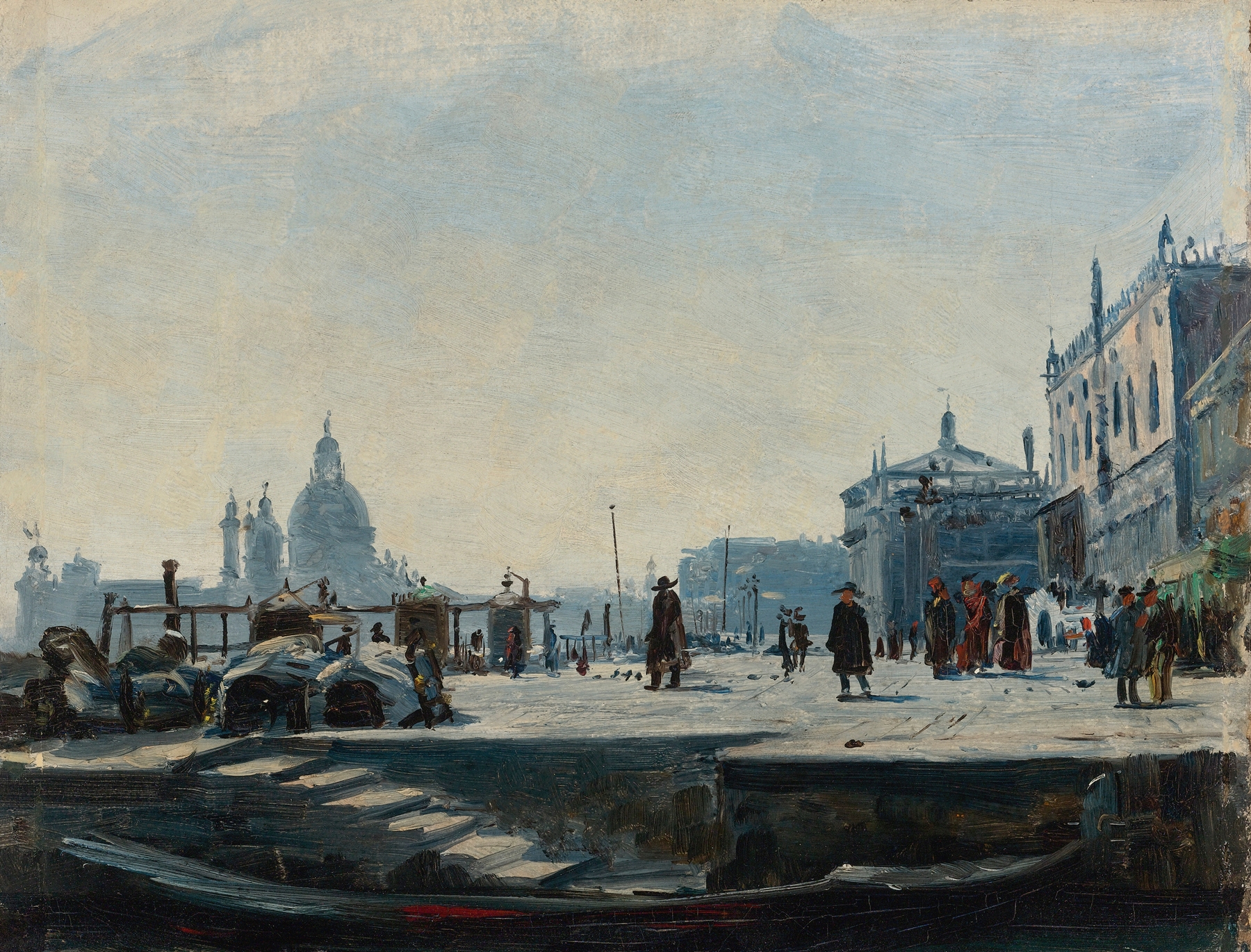 View of the Riva Degli Schiavoni, Venice, oil on canvas by Ercole Calvi