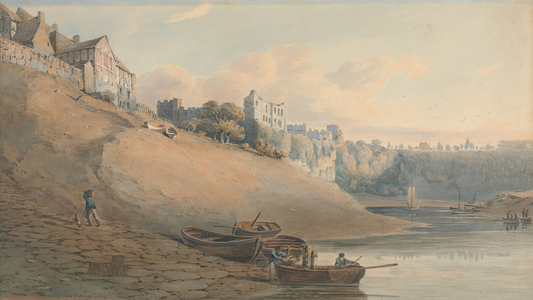 View of Chepstow Castle, Monmouthshire, from Under the Bridge, by John Varley, public domain