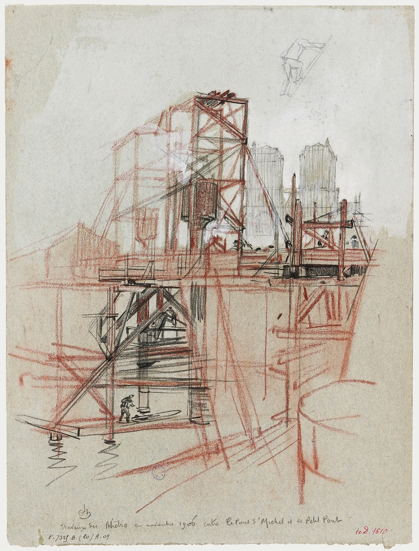 Travaux du métro entre le pont Saint Michel et le Petit Pont, by Charles Jouas, public domain