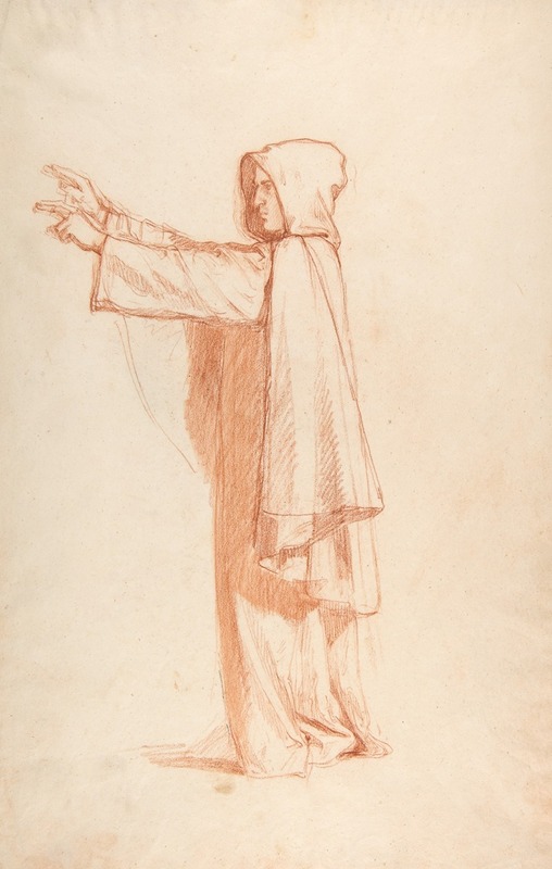 A contemplative monk in a serene setting.