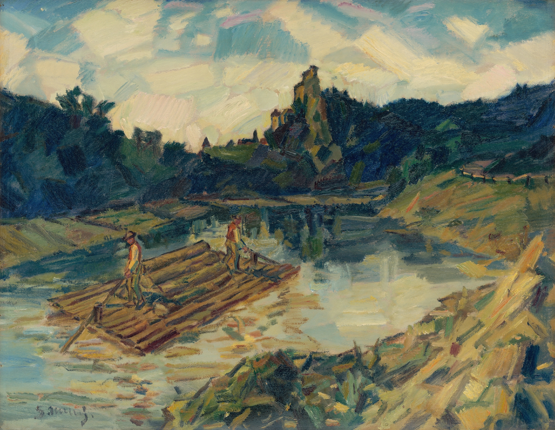 Rafters on the River Orava by Gustáv Mallý, medium unknown