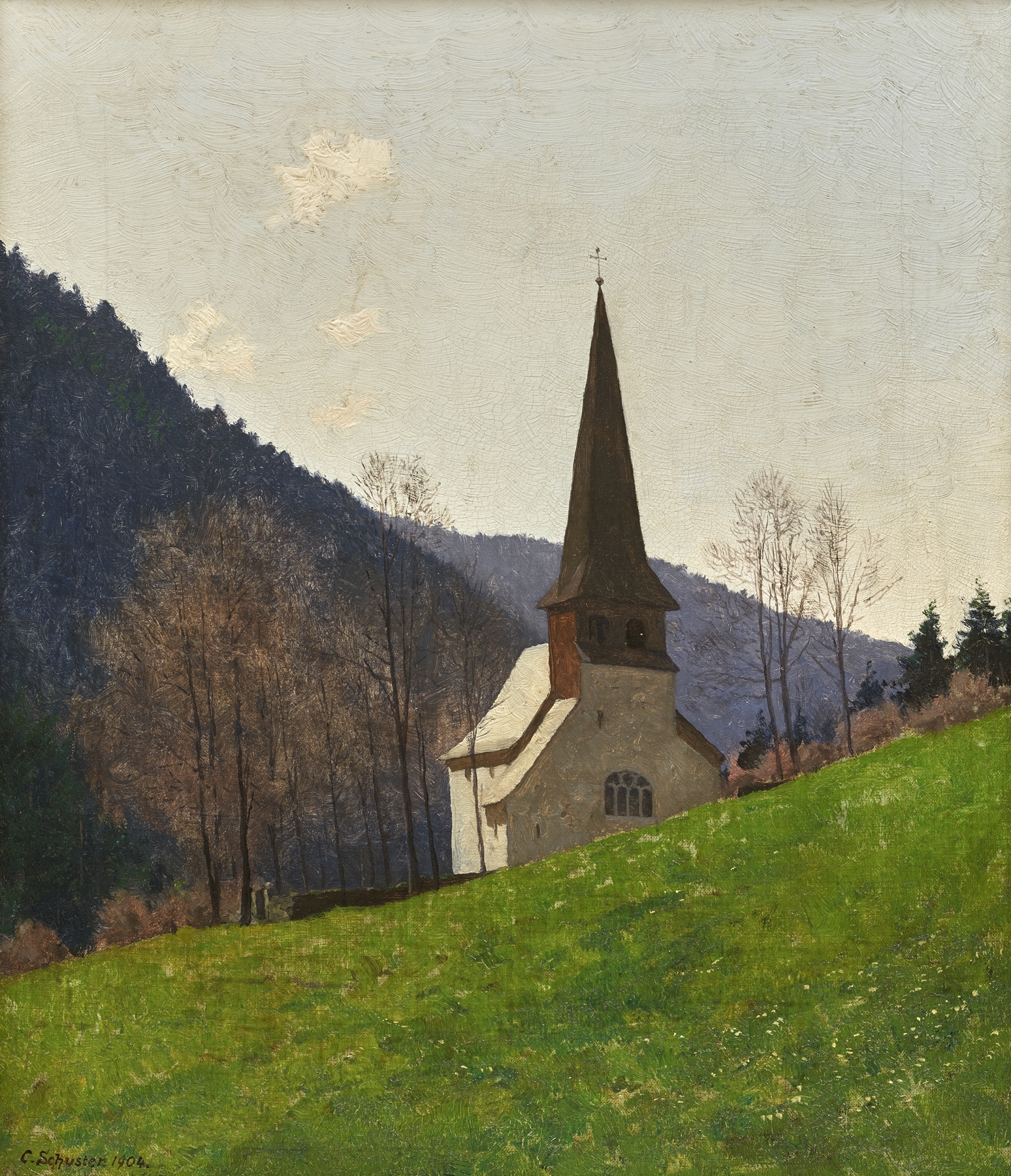 St. Oswald’s Chapel in the Höllental Valley, oil on canvas by Karl Schuster