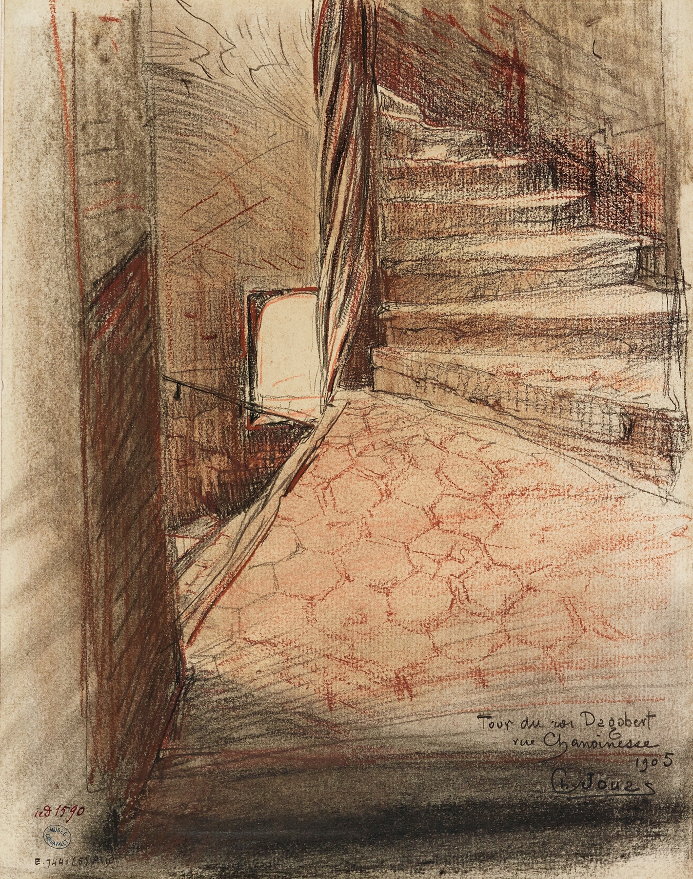 Escalier de la tour Dagobert, rue Chanoinesse, by Charles Jouas, public domain