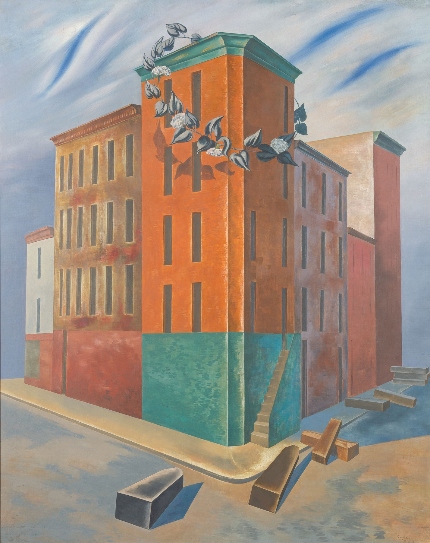 Figurative oil painting by O. Louis Guglielmi depicting light and shadow.