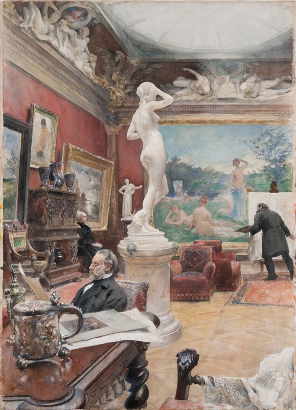 A detailed view of the Fürstenberg Gallery by Carl Larsson.