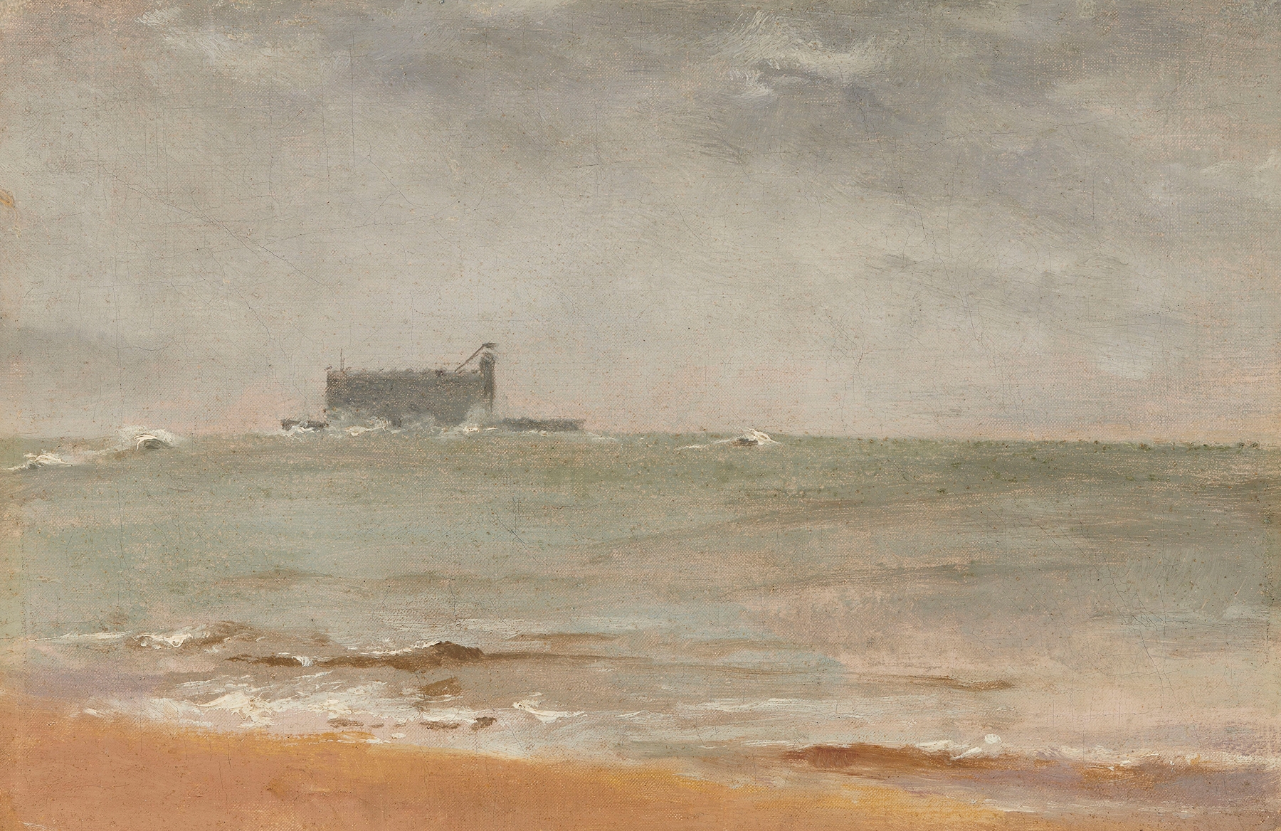 Marine scene depicting Fort Boyard by Anna Bilińska-Bohdanowicz, oil painting