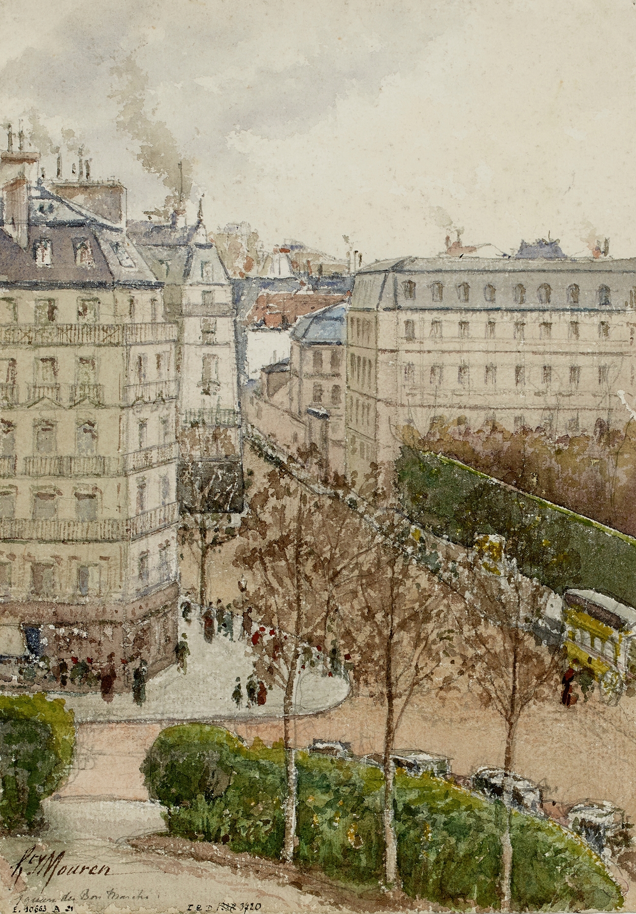 Genre scene depicting figures under a leafy canopy, Henri Laurent Mouren, Impressionism