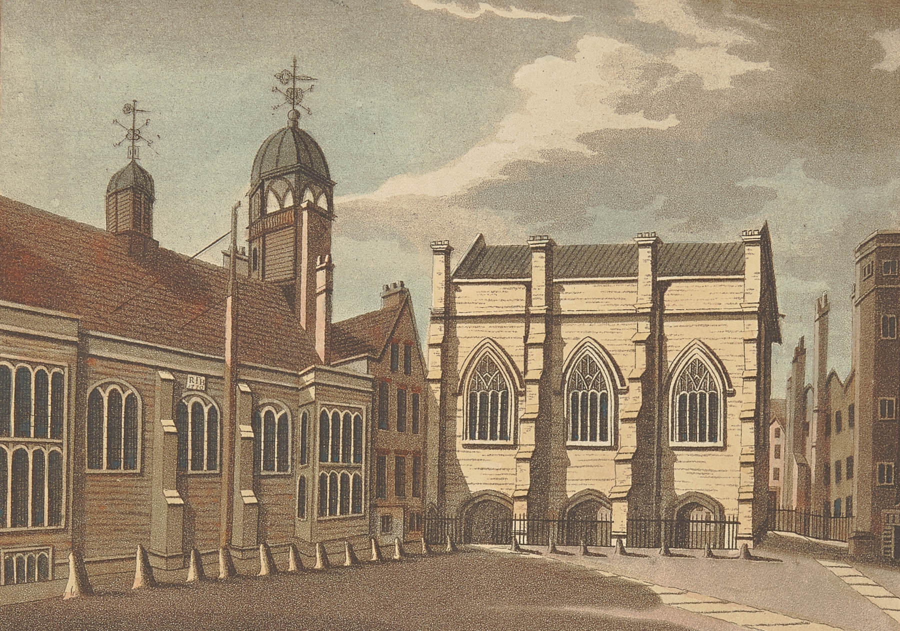 Engraving of Lincoln’s Inn Hall and Chapel by Samuel Ireland