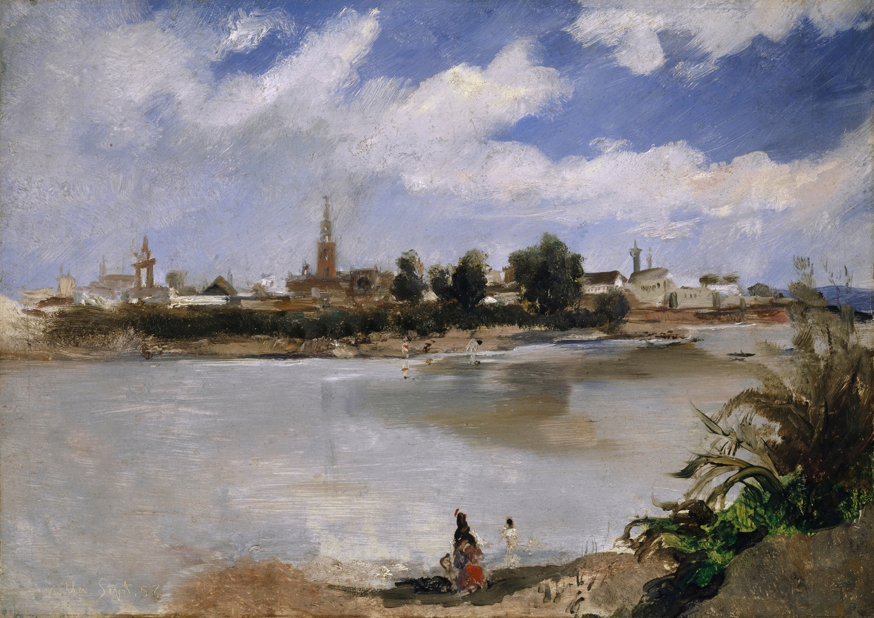 View of Seville Across the Guadalquivir, oil on canvas by Frank Buchser