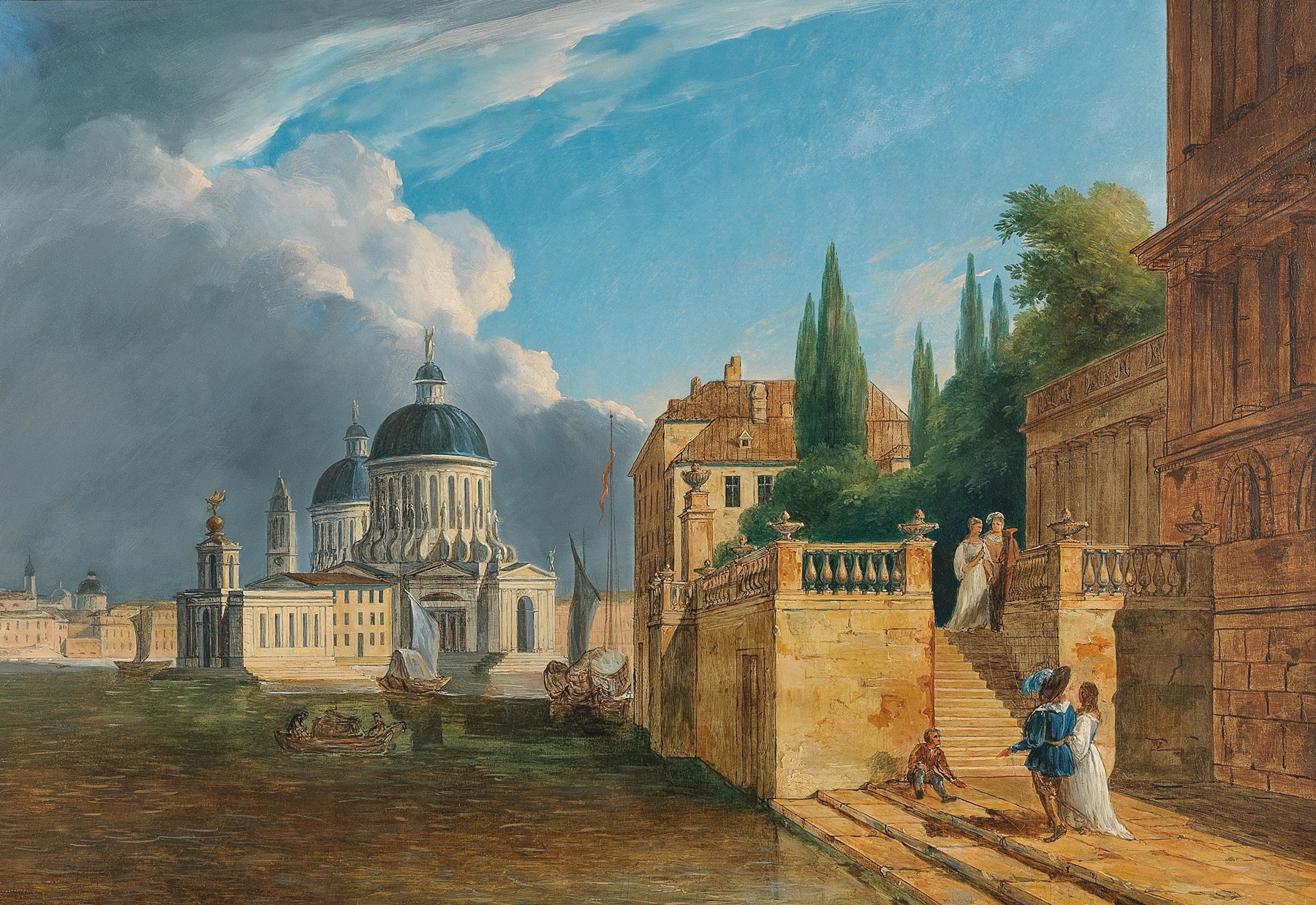 Venice, View of Santa Maria della Salute, oil painting by unknown artist