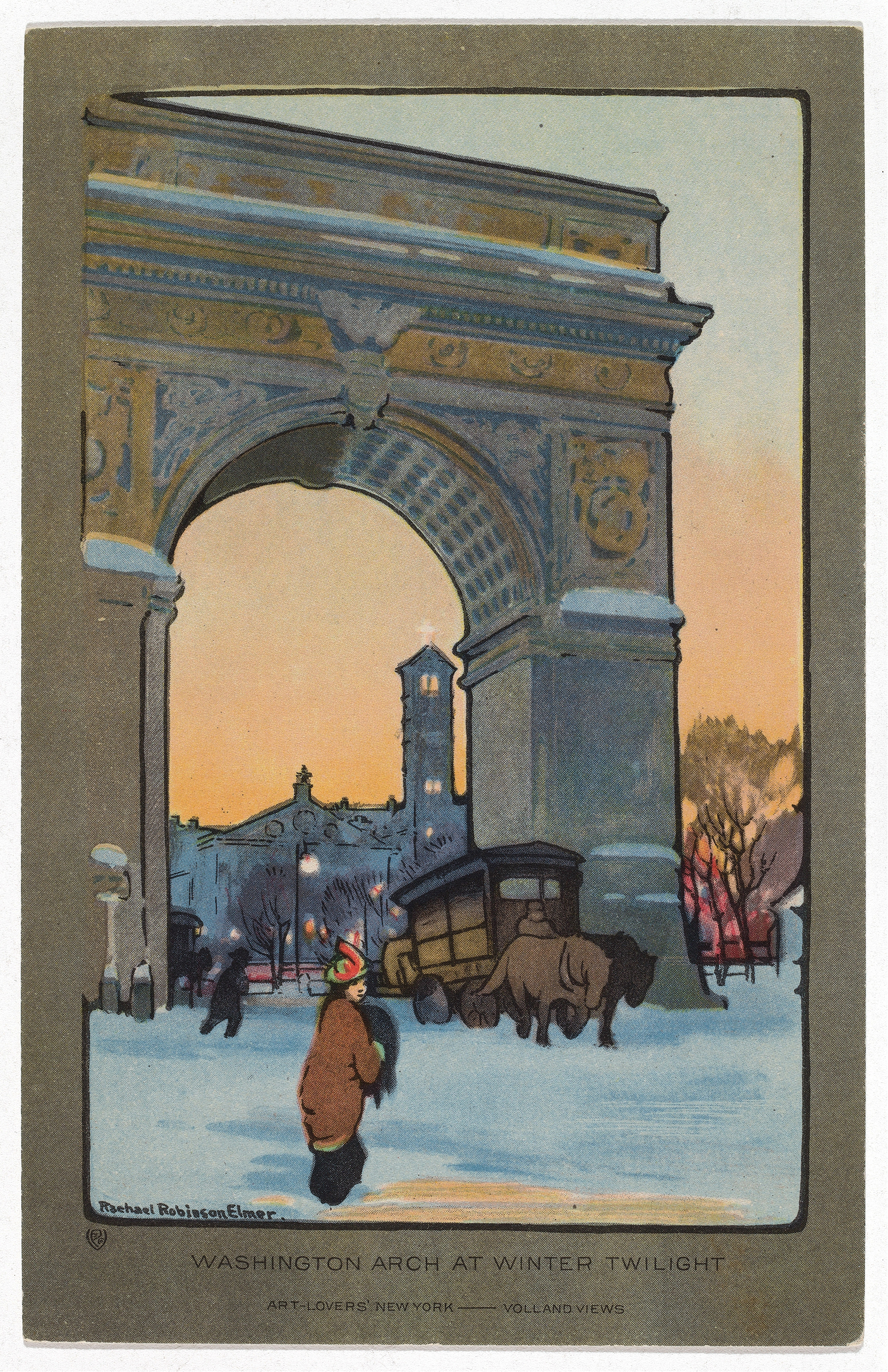 Washington Arch at Winter Twilight, by Rachael Robinson Elmer, public domain