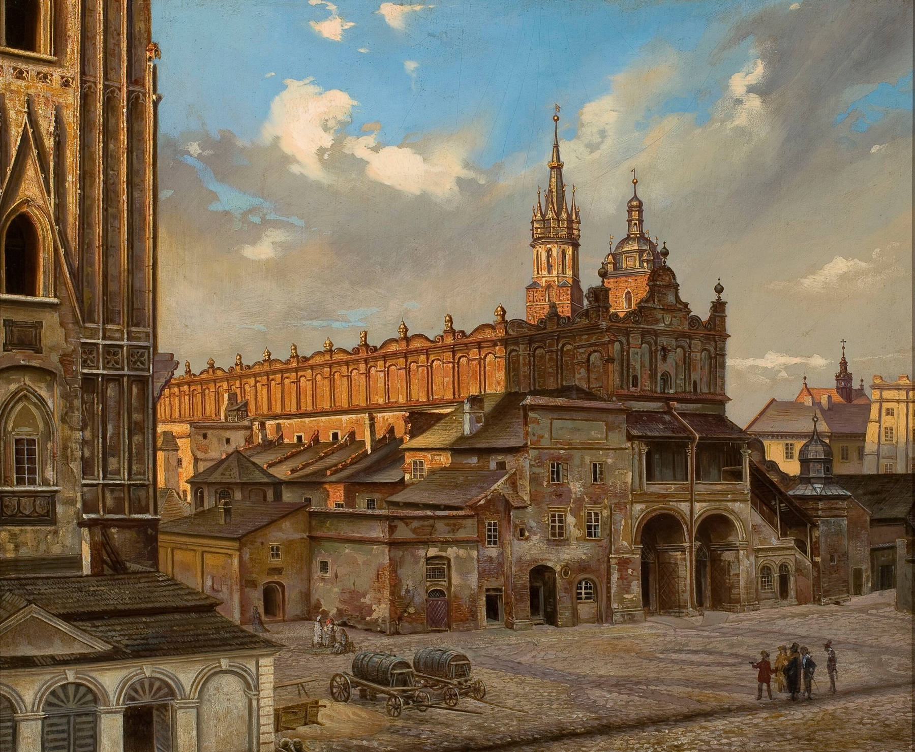 Sukiennice in Kraków, oil on canvas by Aleksander Gryglewski