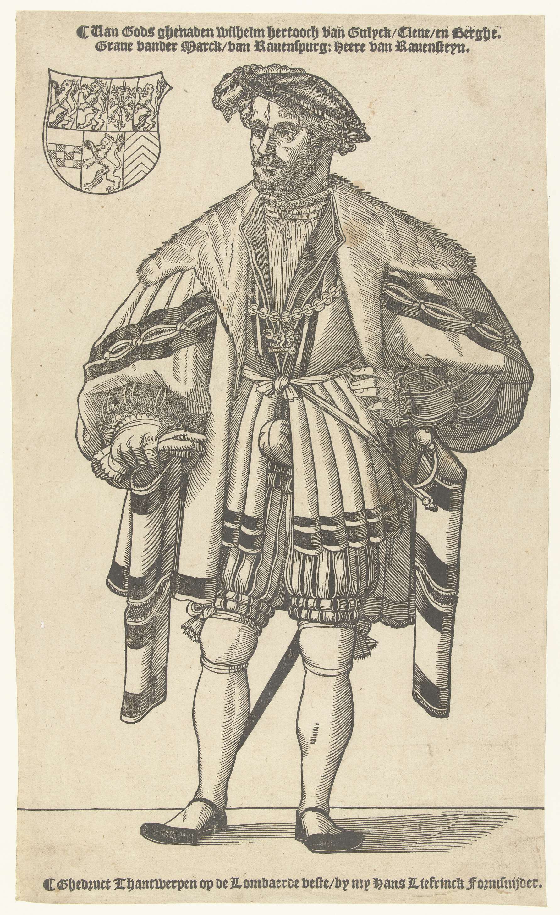 Portret van hertog Willem van Kleef, Gulik en Berg, graaf van Mark, heer van Ravenstein, by Hans Liefrinck (I), public domain