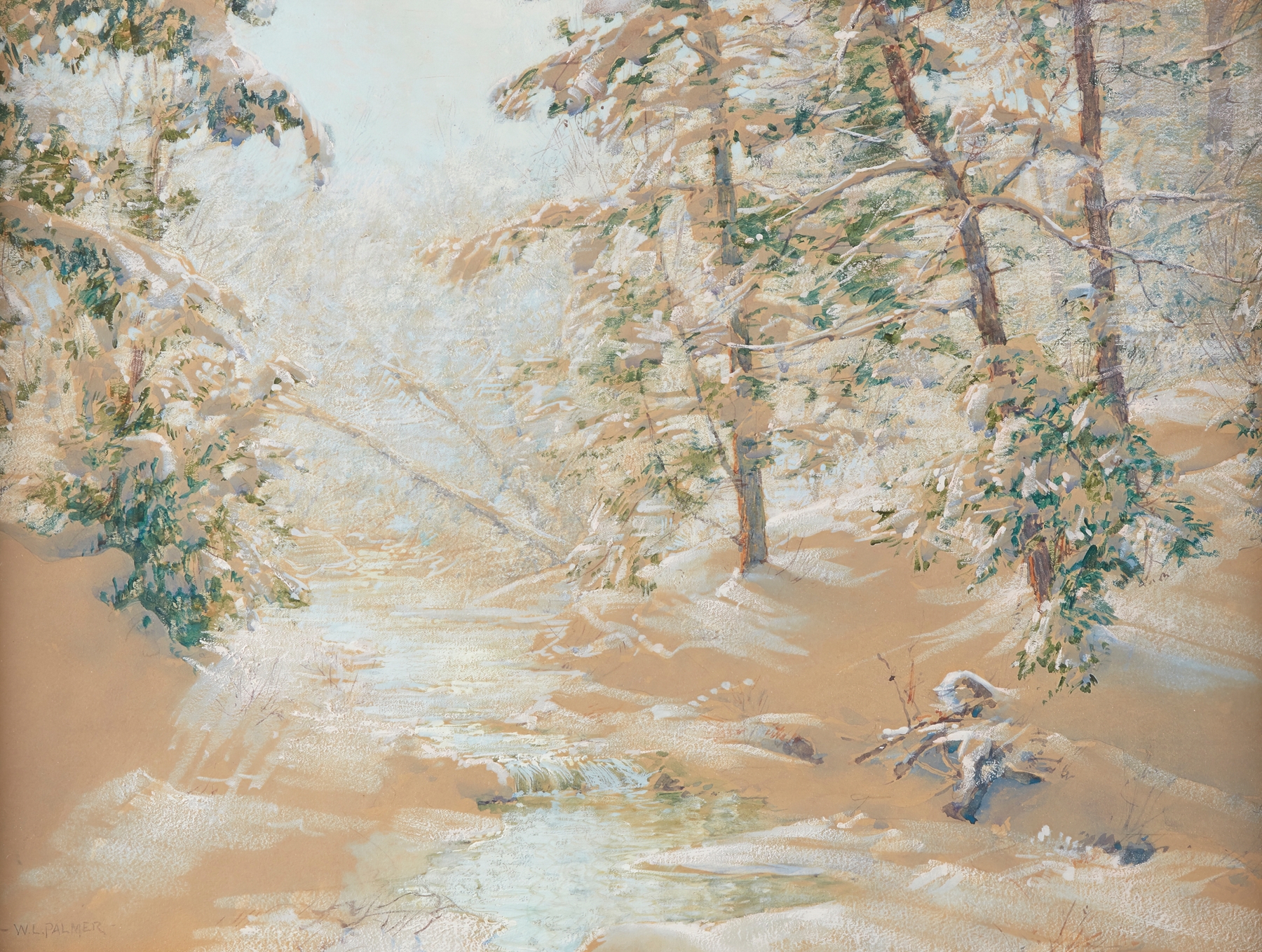 Landscape with a stream and trees, oil on canvas by Walter Launt Palmer