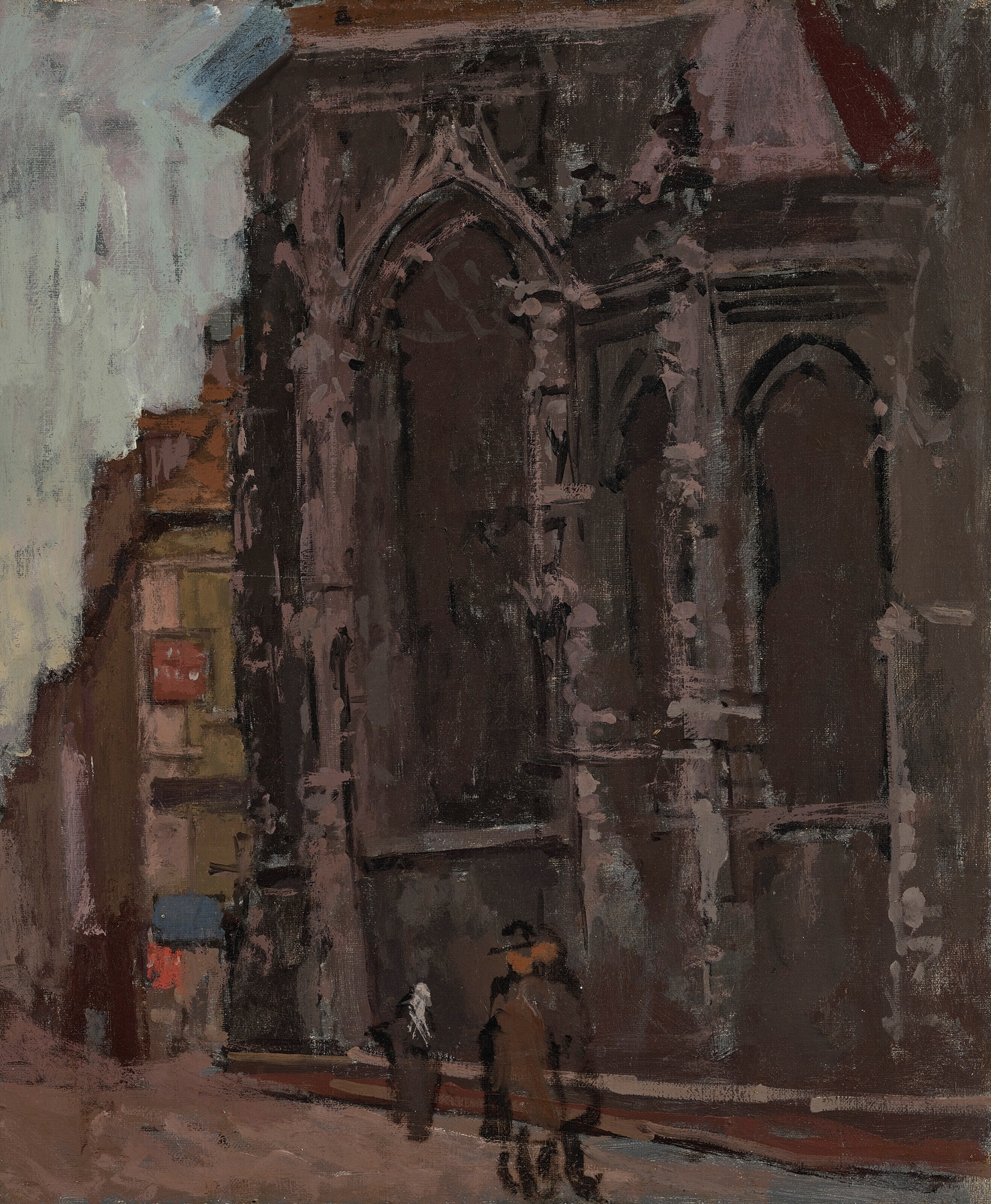 St Jacques, Dieppe oil painting by Walter Richard Sickert depicting a church against a muted sky