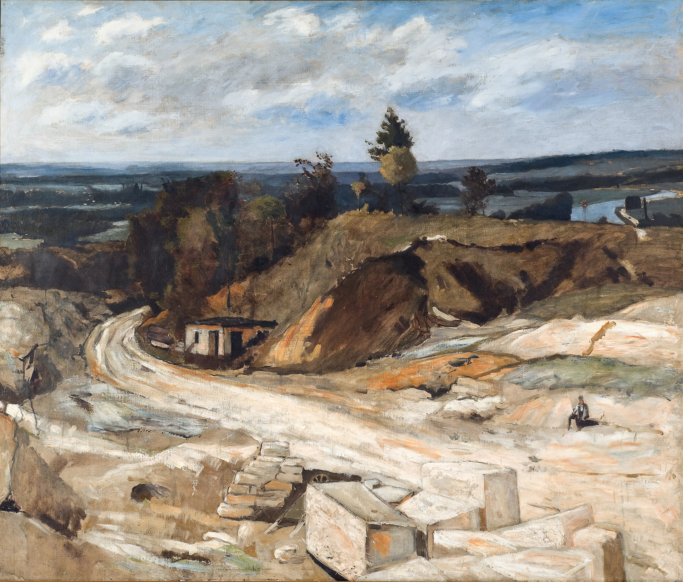 Stonequarry by the River Oise II, oil on canvas by Carl Fredrik Hill depicting a serene river landscape
