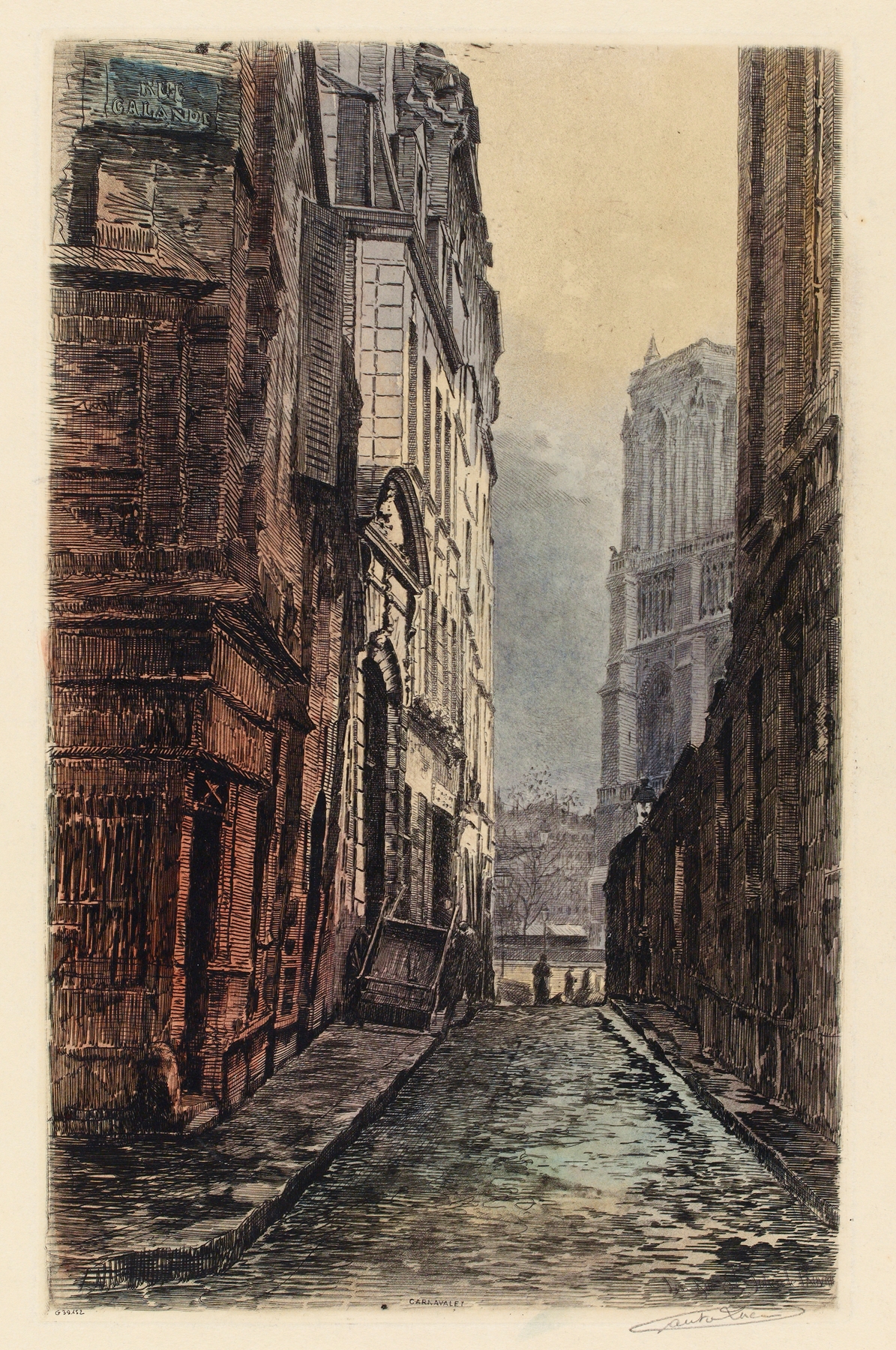La rue Saint Julien Le Pauvre et une partie de l’église, by Lucien Marcelin Gautier, public domain