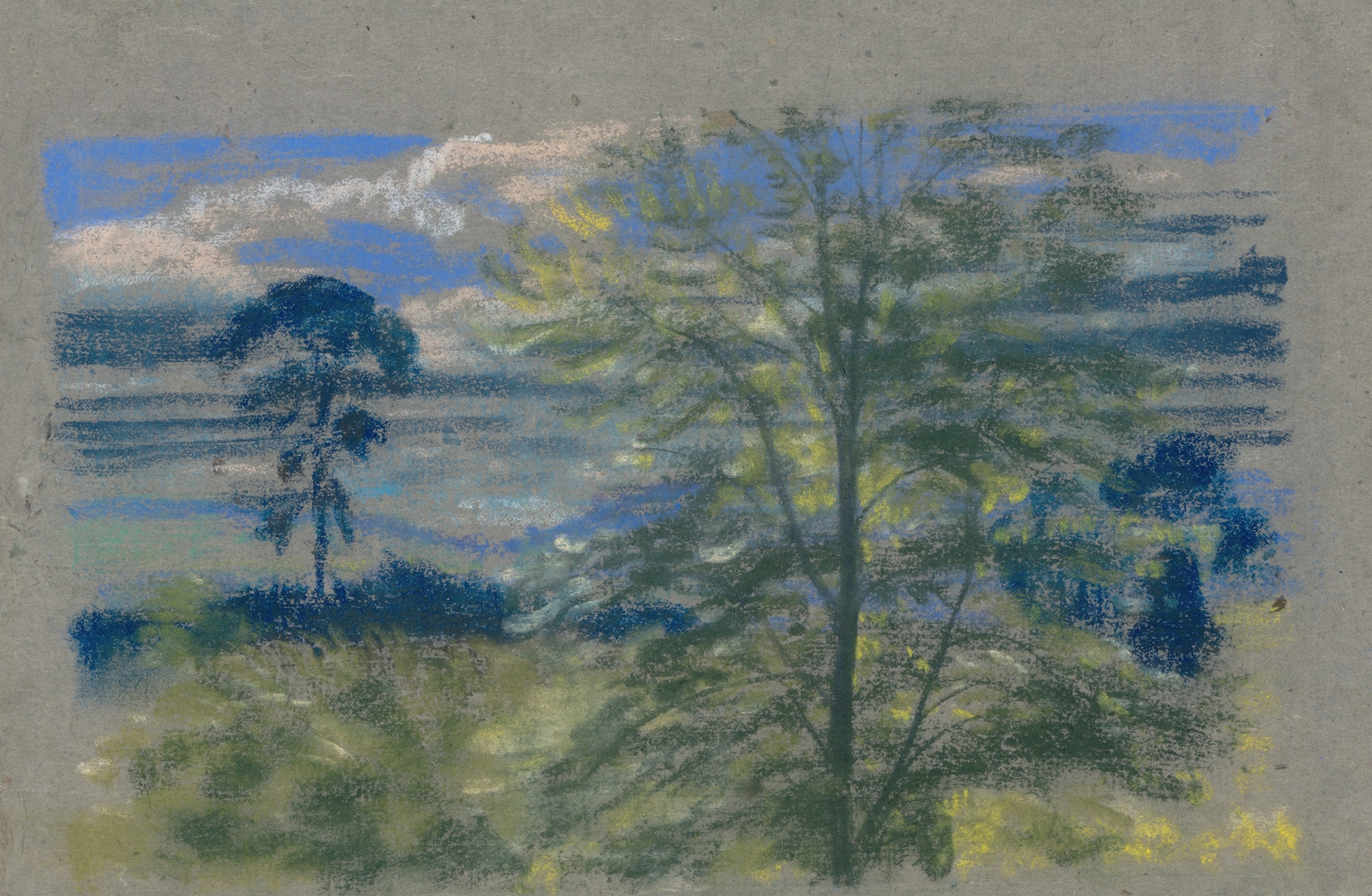 Landscape of trees and fields by Arthur Bowen Davies, medium unknown
