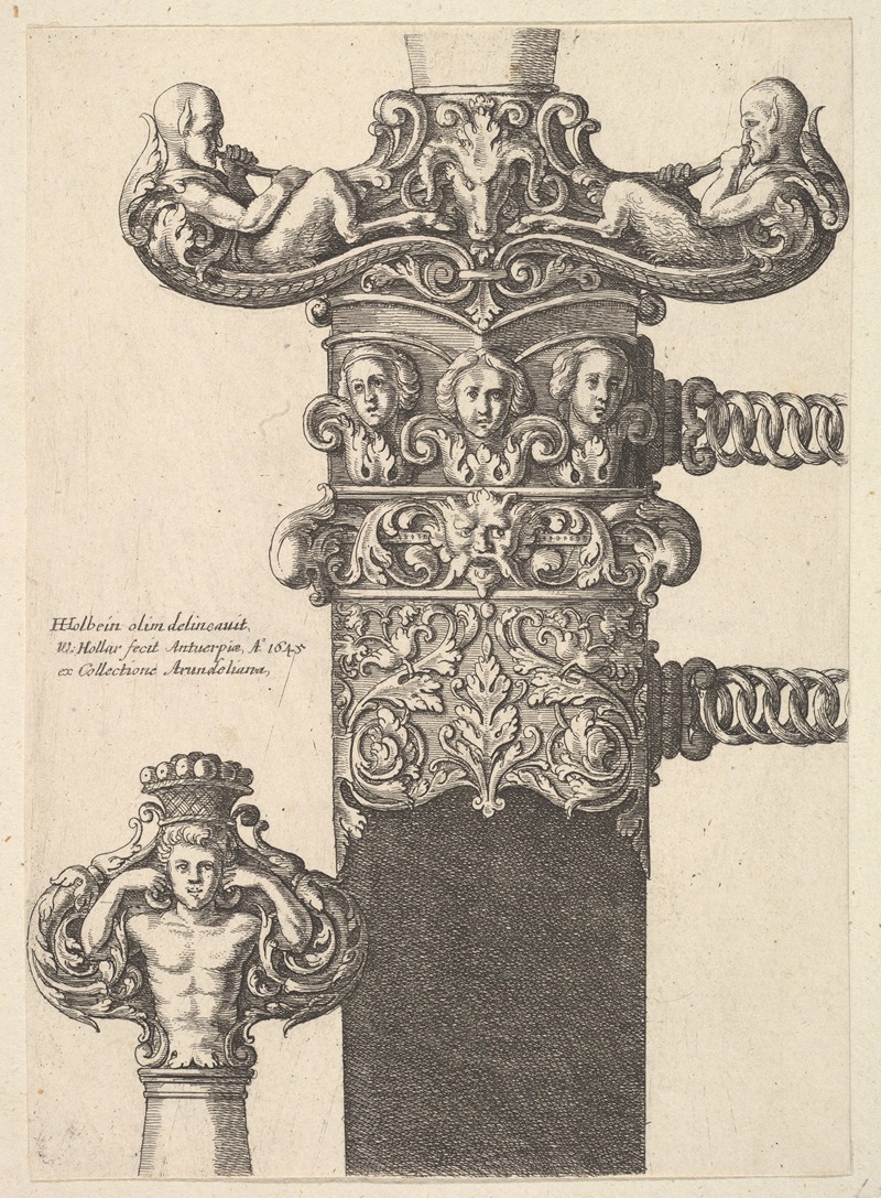 A detailed depiction of a dagger and scabbard by Wenceslaus Hollar.