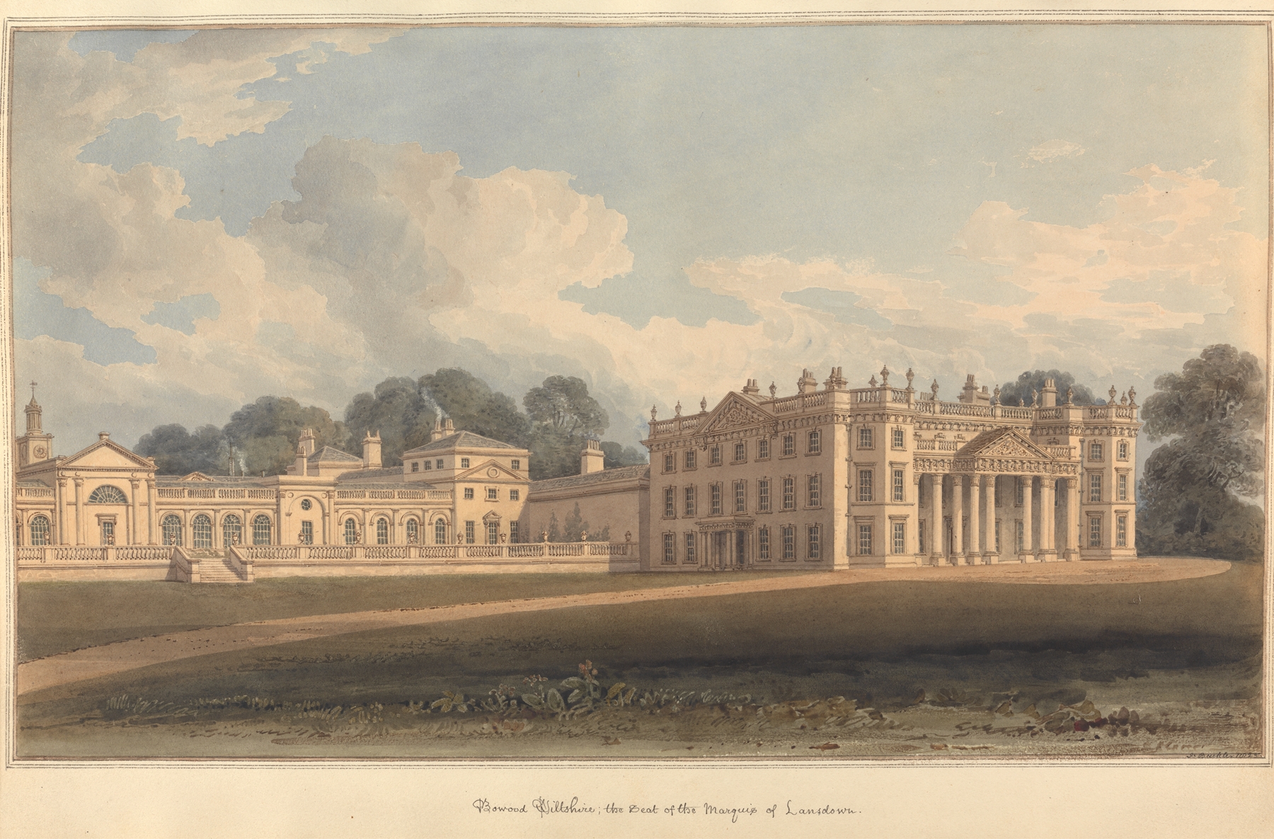Bowood Wiltshire landscape by John Buckler, watercolor on paper