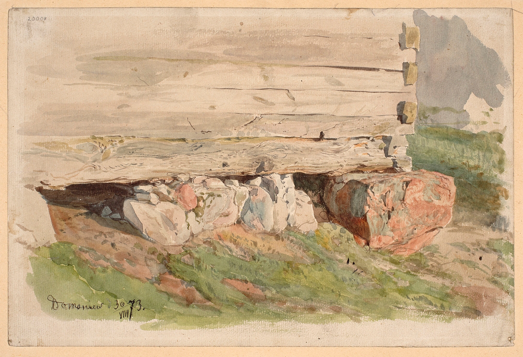 Granary foundations in Domaniewo by Wojciech Gerson, oil on canvas depicting a rural landscape.