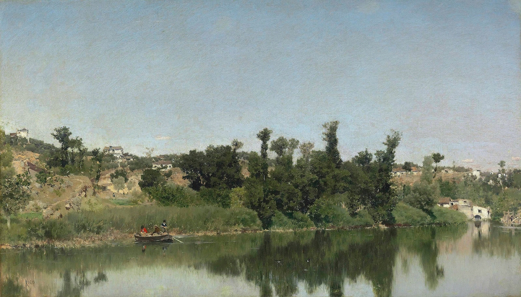 Landscape oil painting by Martin Rico y Ortega depicting water and light