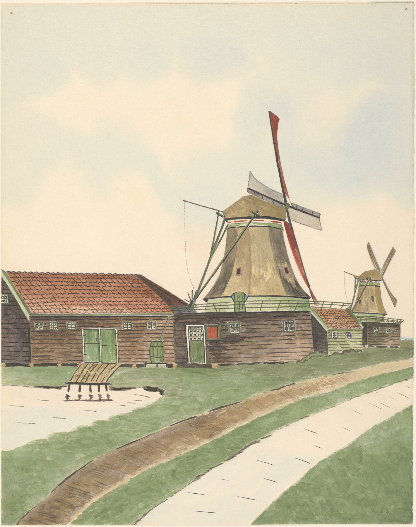 Landscape with windmill by Johannes Nicolaas Eijman, oil painting