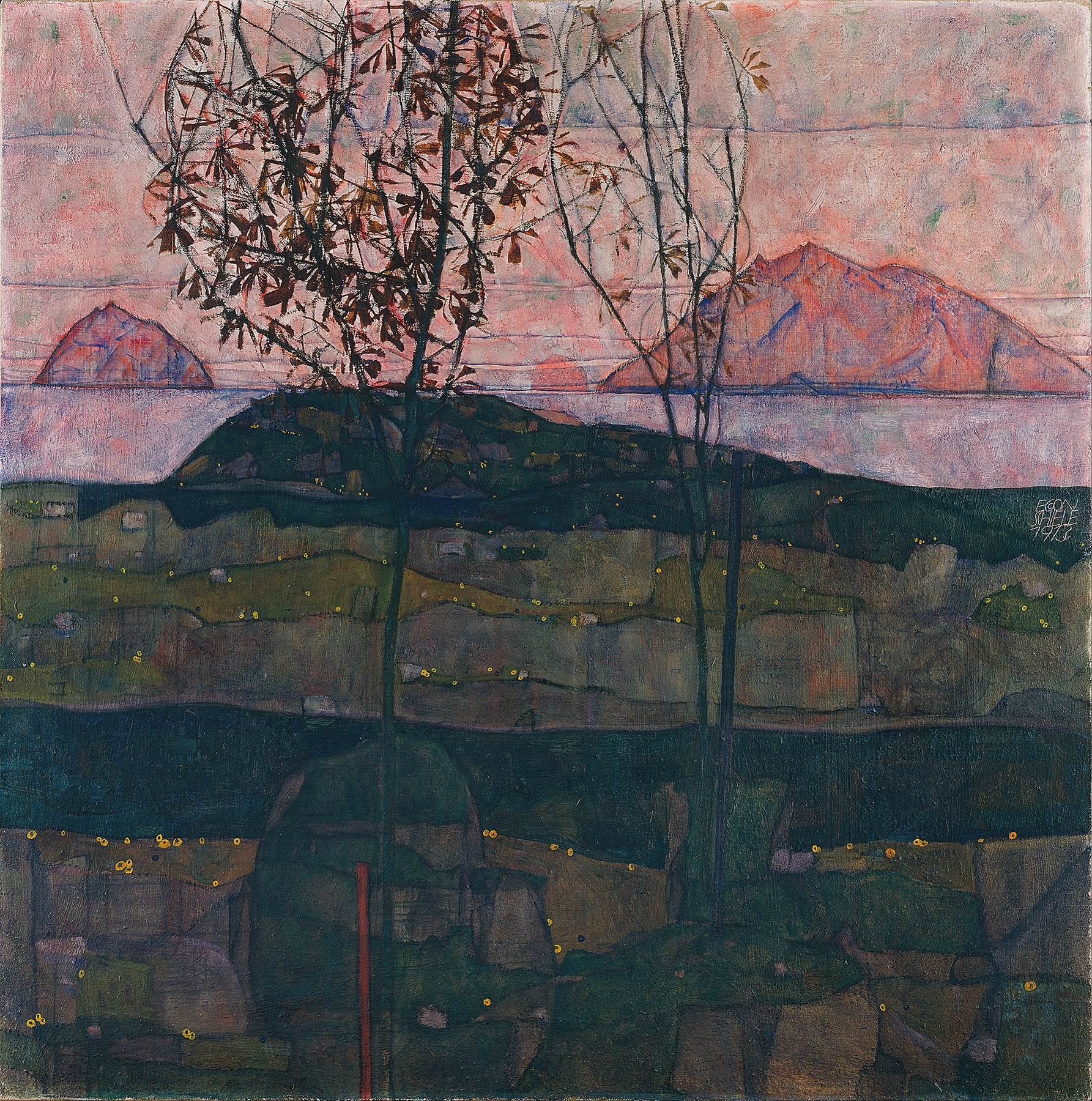 Setting Sun, by Egon Schiele, public domain