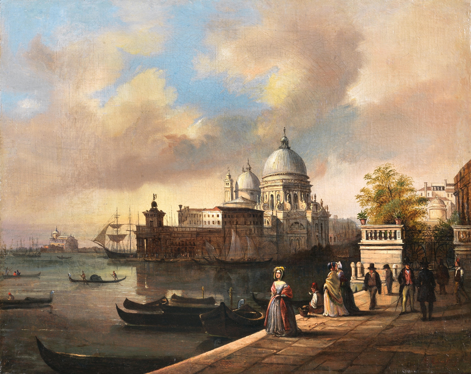 Venice, Entrance to the Giardini Reali, oil on canvas by Giuseppe Canella