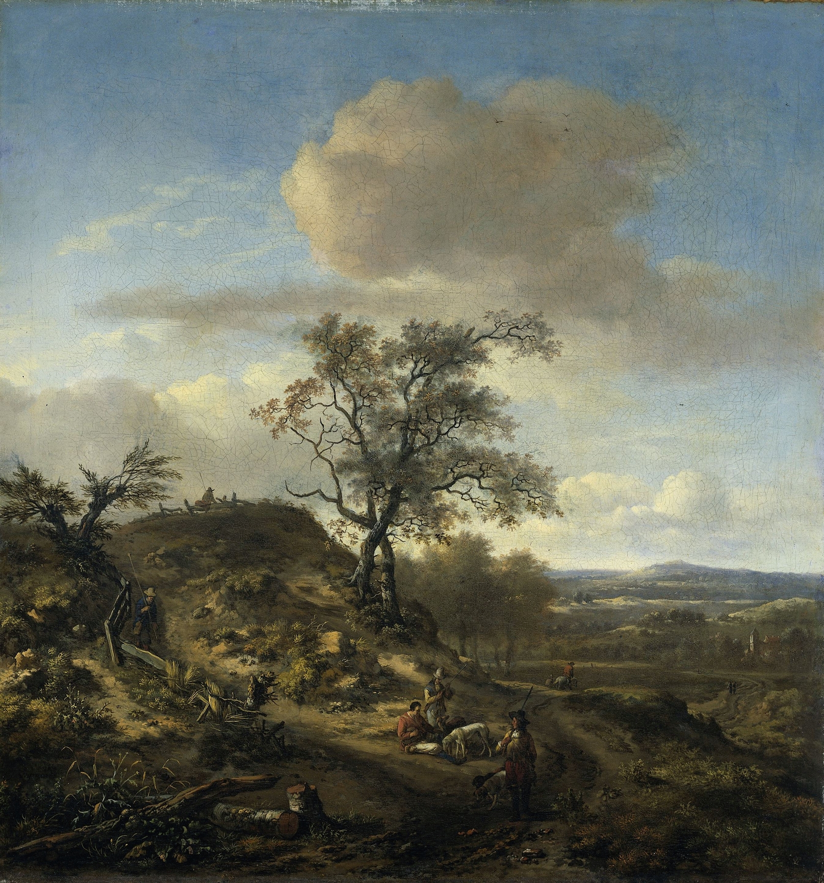Landscape with a Hunter and other Figures, by Jan Wijnants, public domain