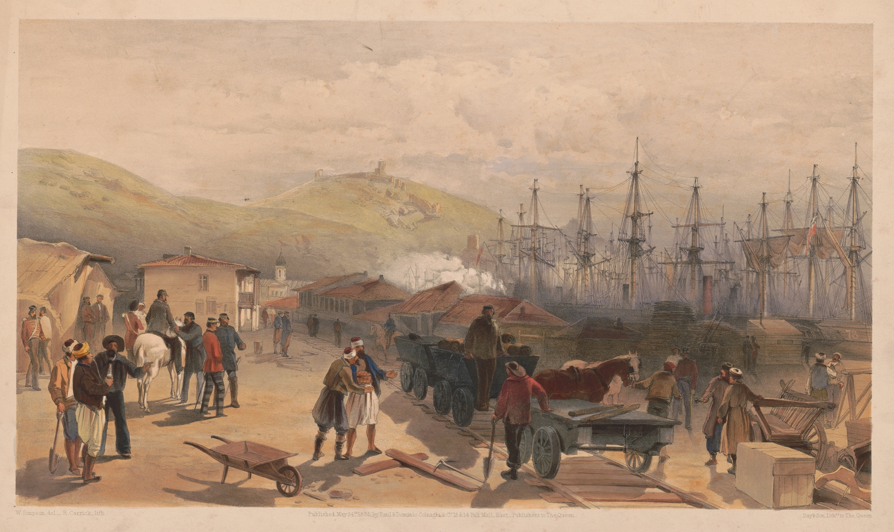 The railway at Balaklava, looking south, by William Simpson, public domain