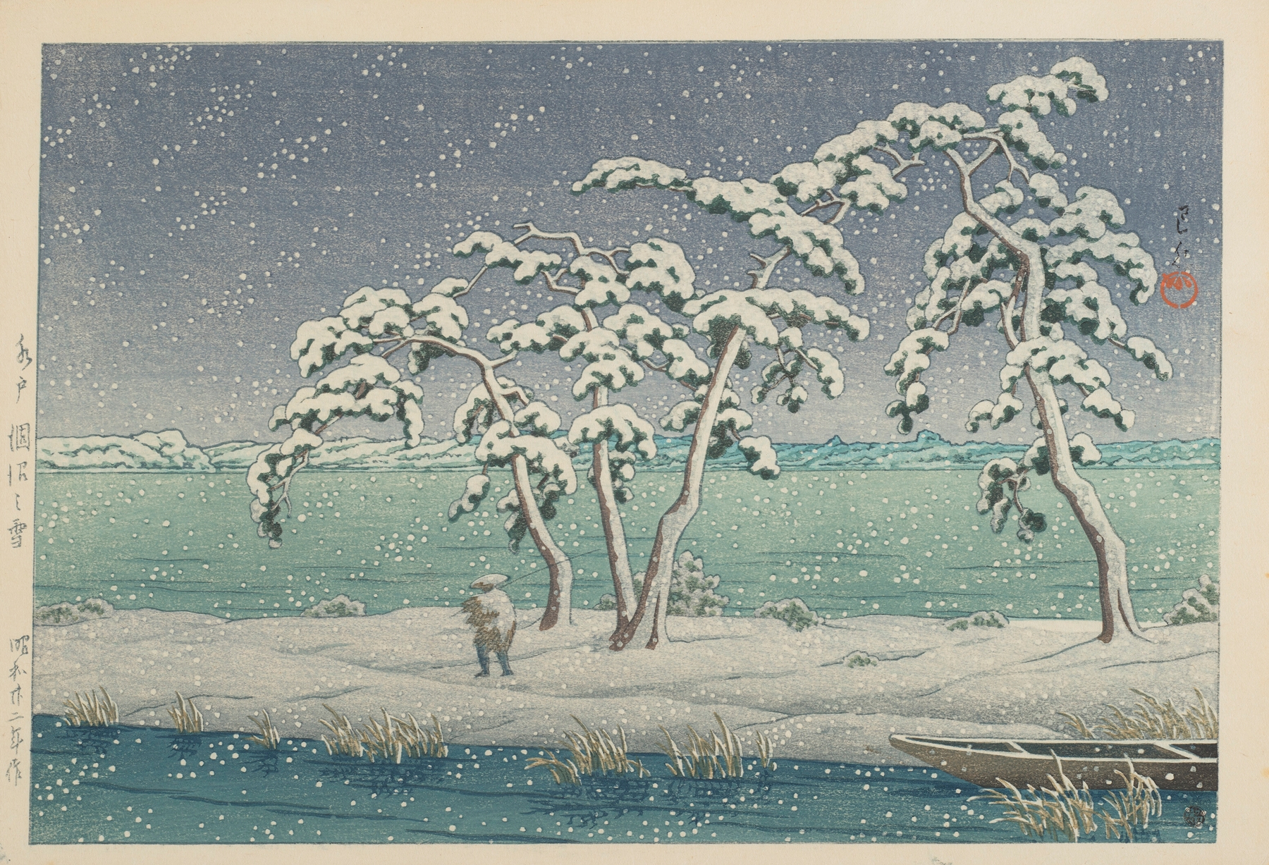 Snow at Hinuma Swamp in 1947 by Kawase Hasui, Ukiyo-e