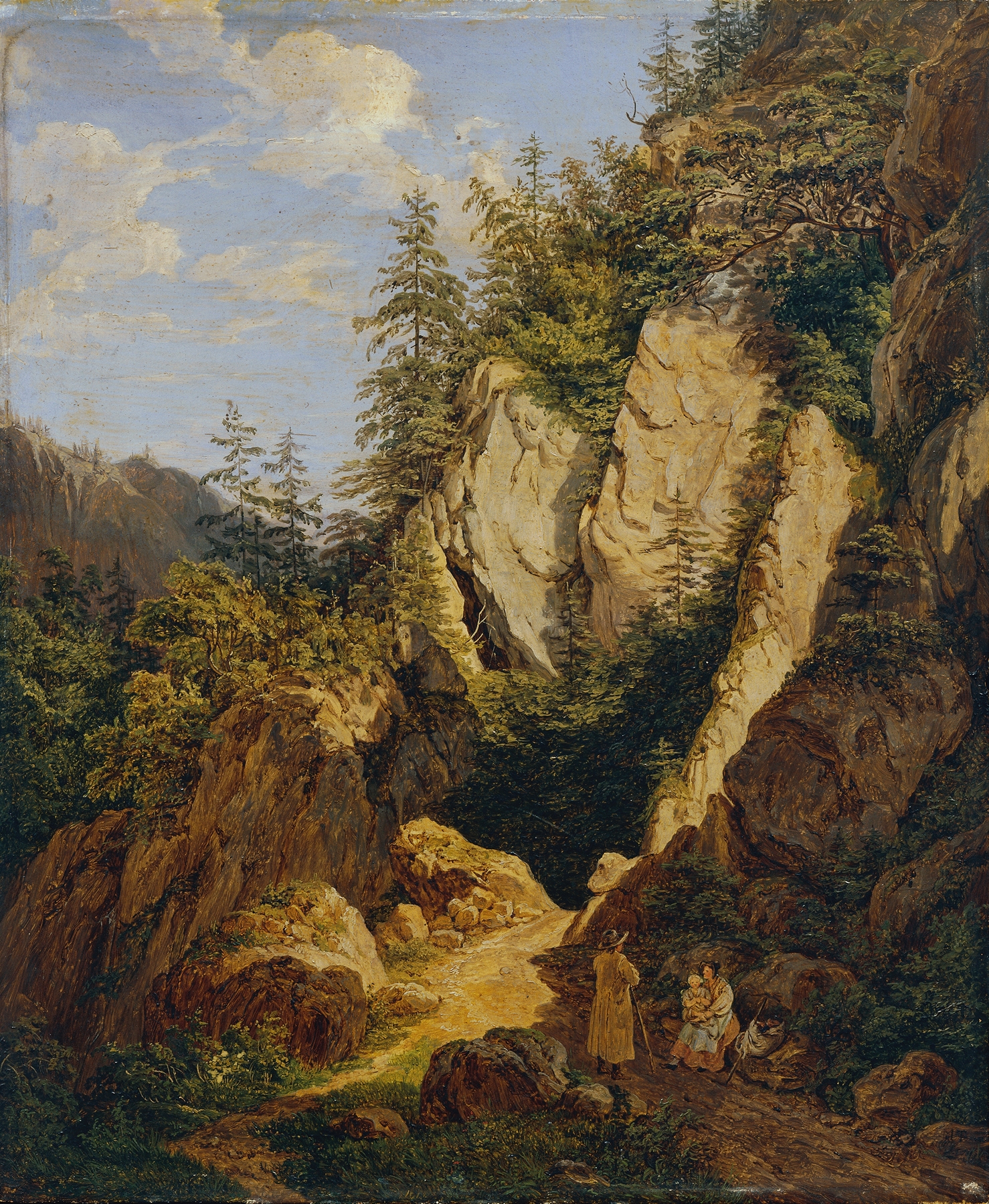Landscape oil painting by Matthias Rudolf Toma featuring rugged rocks and soft light.