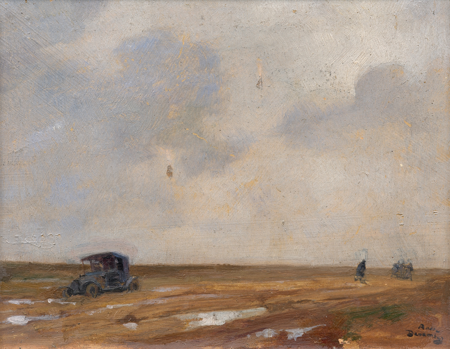 Genre scene oil painting by André Victor Édouard Devambez depicting children in lively movement.