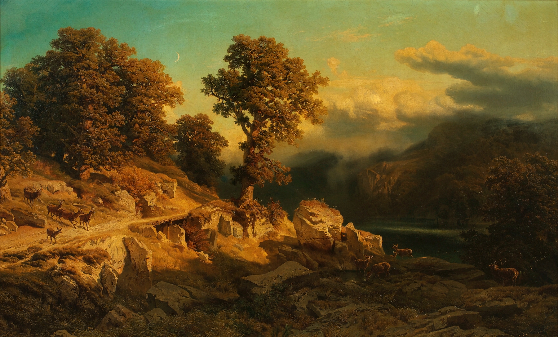Autumn landscape oil painting by August Schaeffer von Wienwald