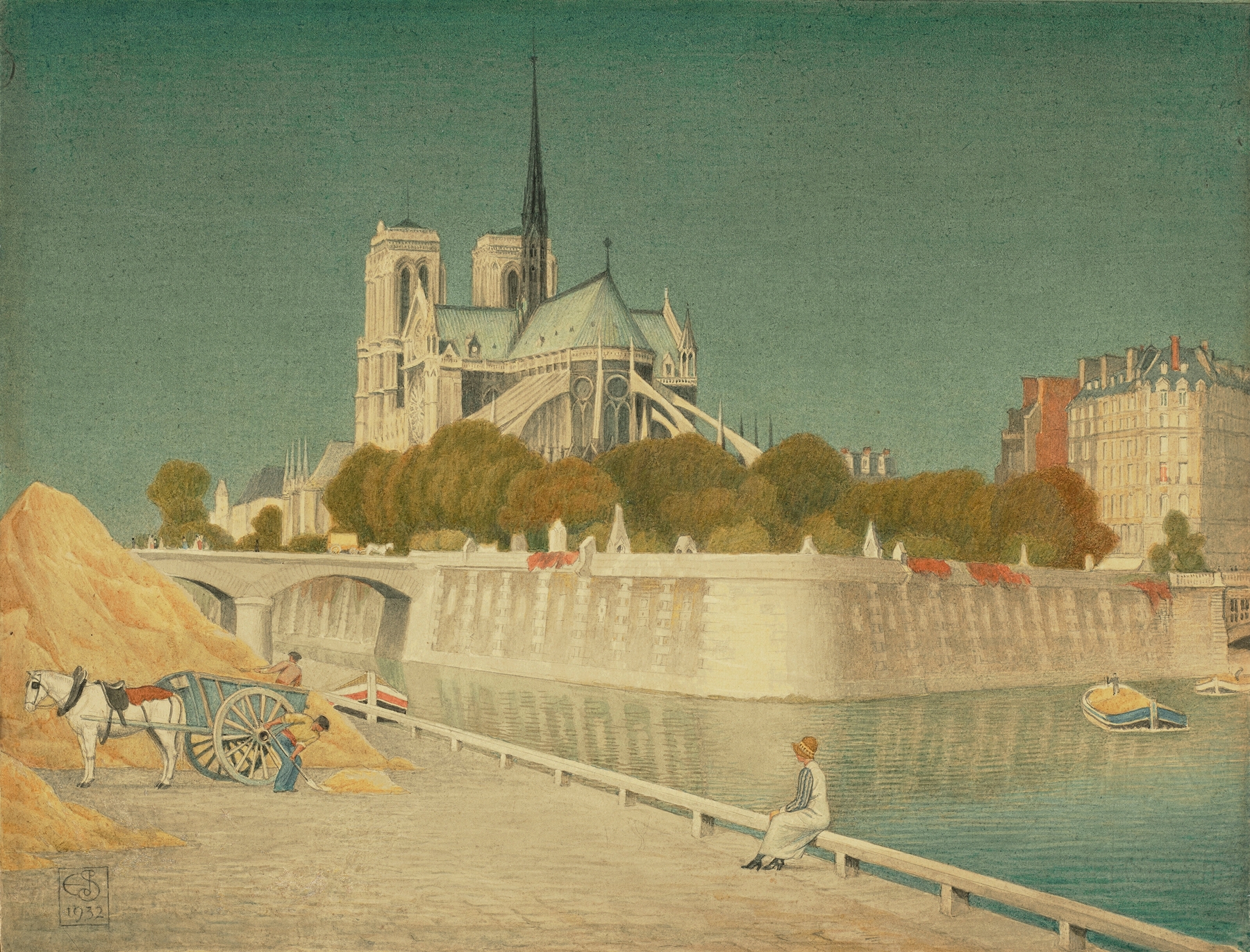 Notre-Dame and the Seine, oil on canvas by Joseph Edward Southall
