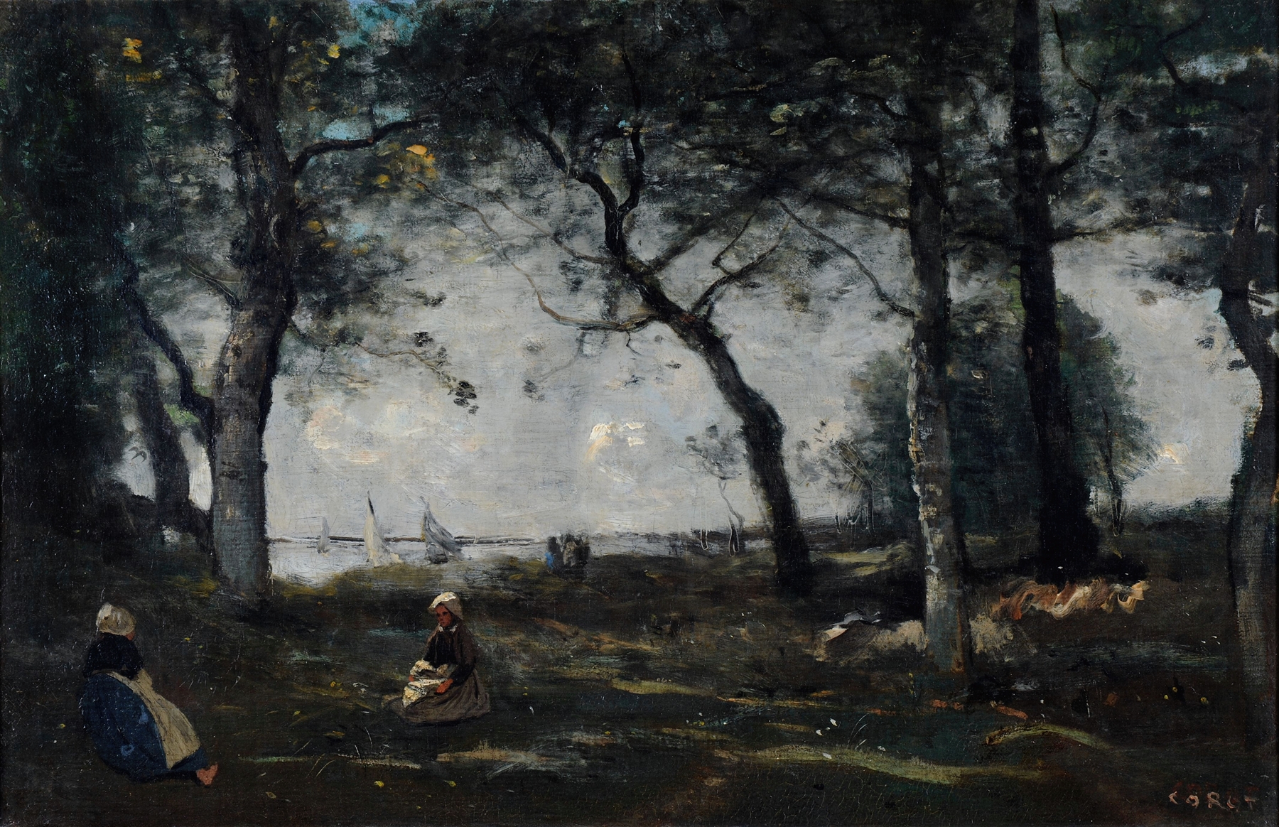 Landscape of Honfleur by Jean-Baptiste-Camille Corot, oil painting